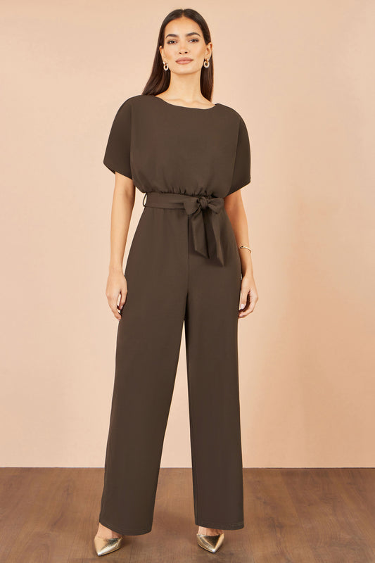 Yumi Brown Batwing Stretch Jumpsuit Jumpsuit Yumi
