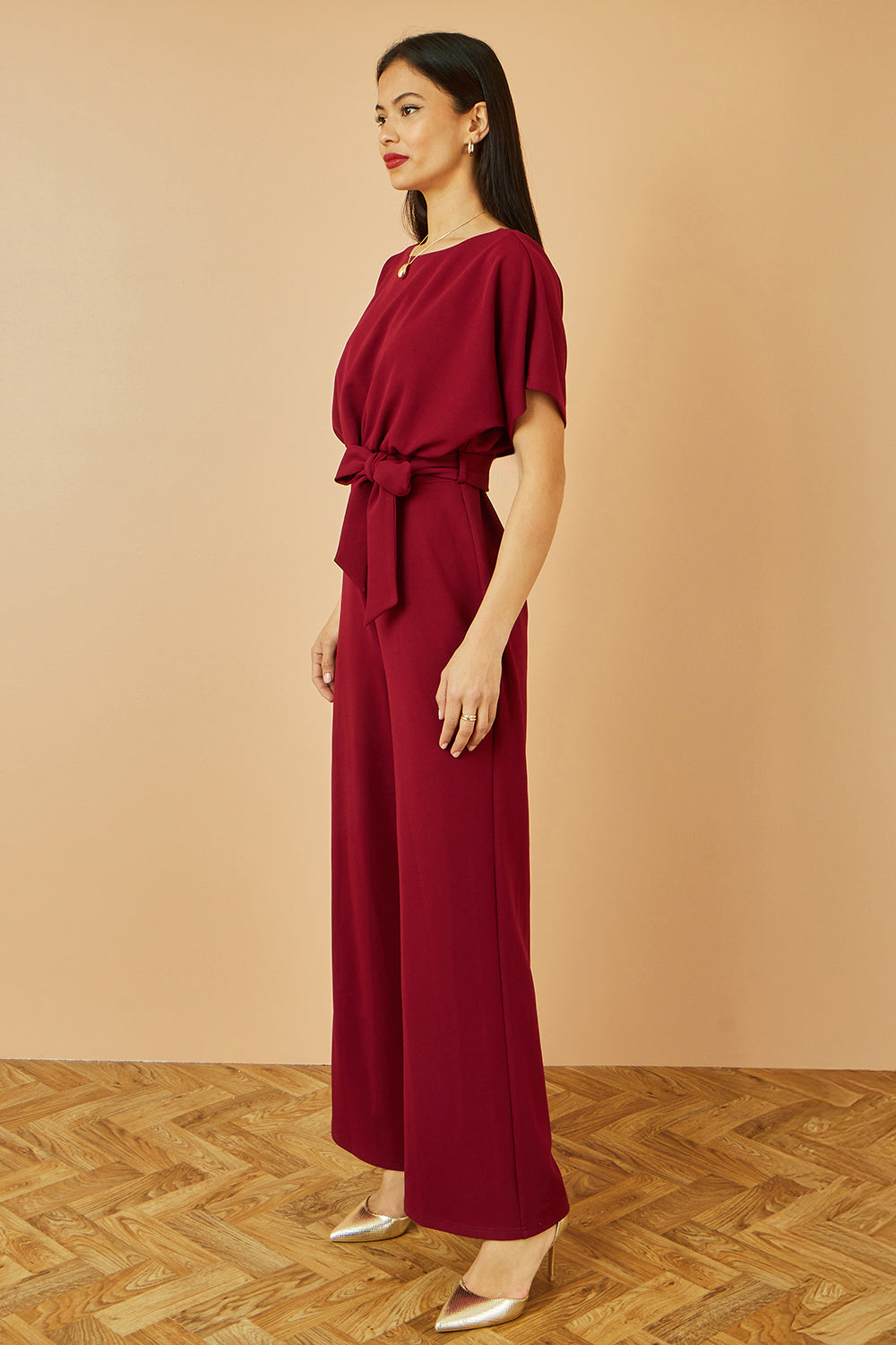 Yumi Burgundy Batwing Stretch Jumpsuit JUMPSUIT Yumi