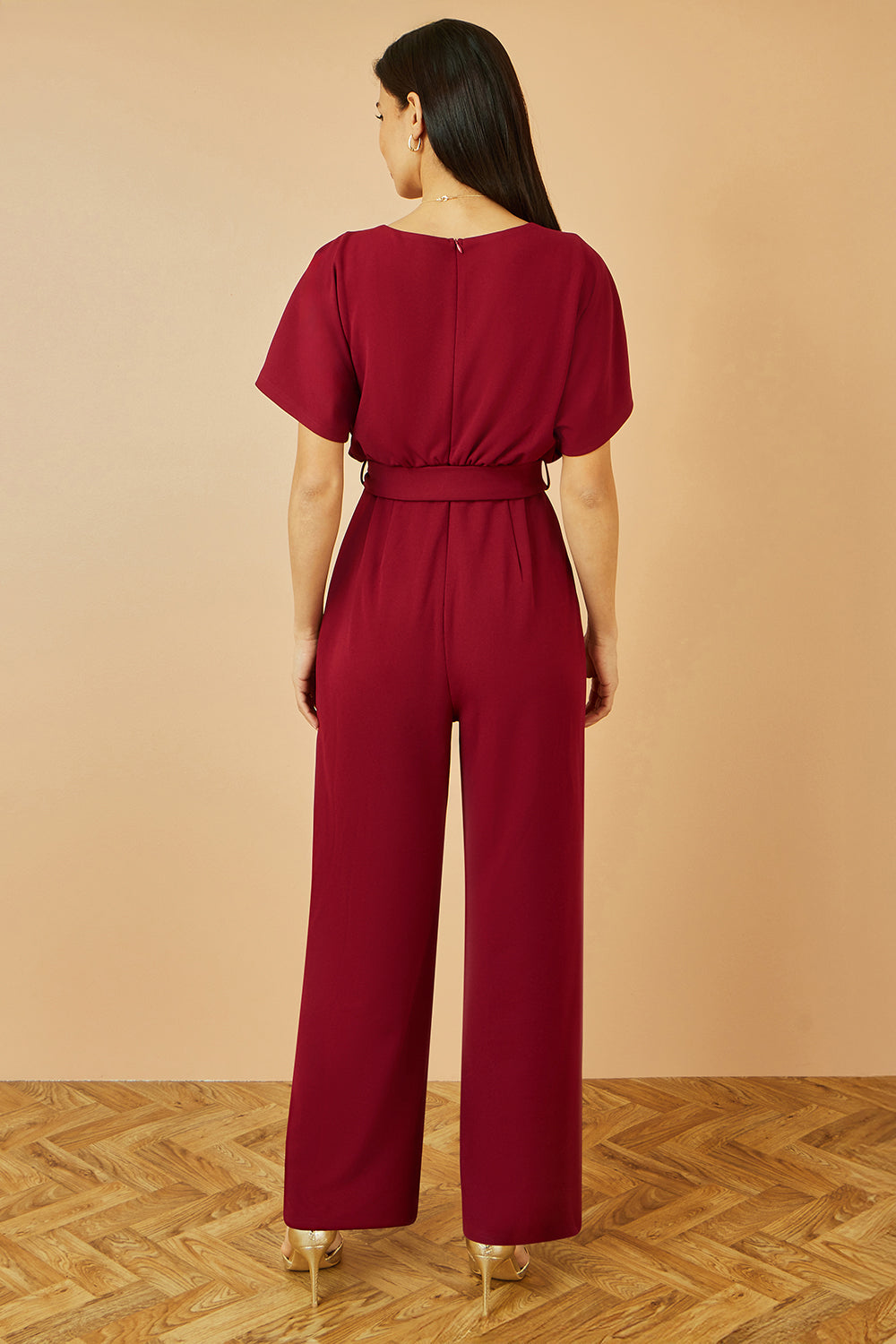Yumi Burgundy Batwing Stretch Jumpsuit JUMPSUIT Yumi