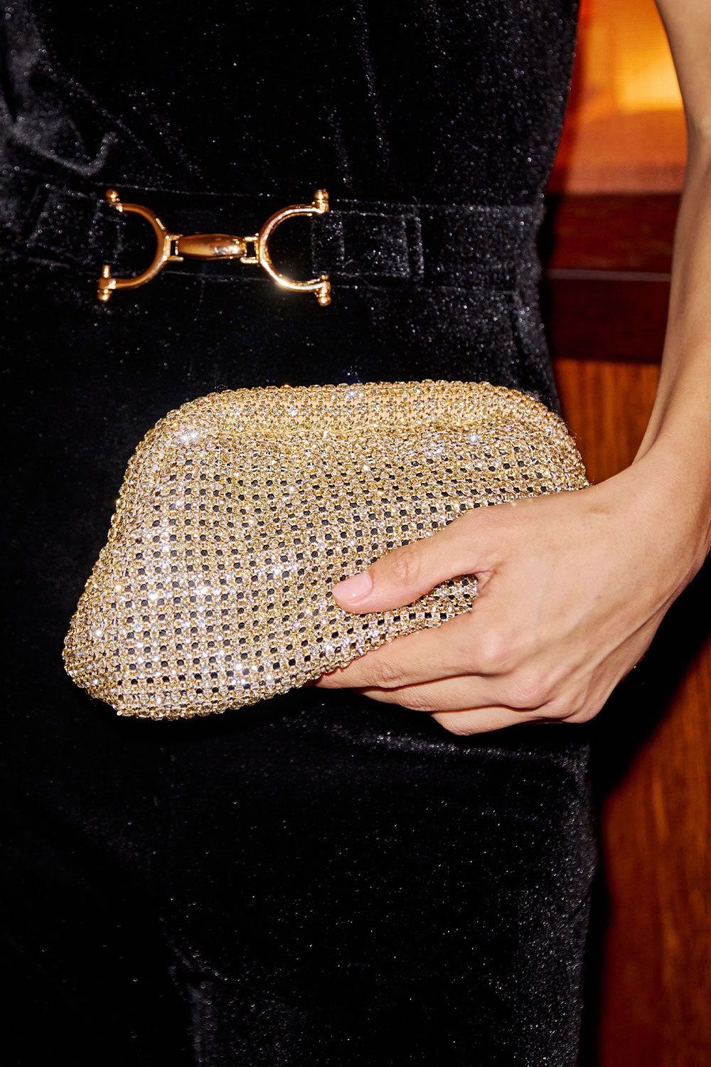 Yumi Gold Rhinestone Clutch Bag ACC BAGS Yumi