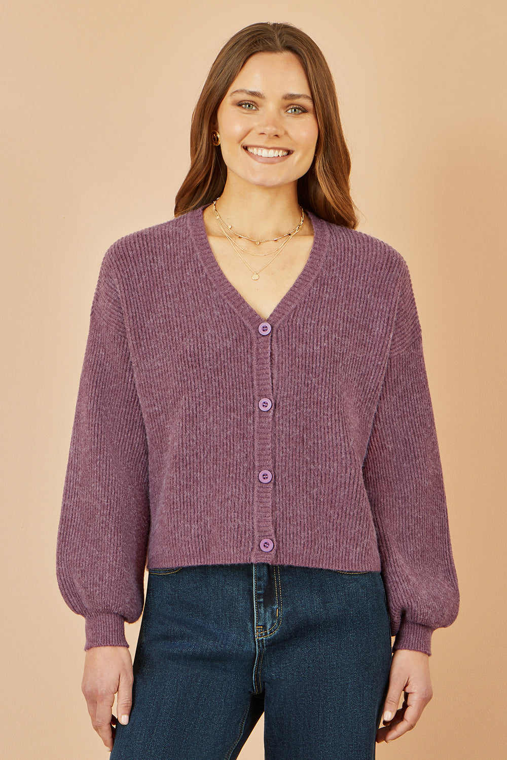 Yumi Purple Marl Knit Cardigan Knit Cardigan Yumi