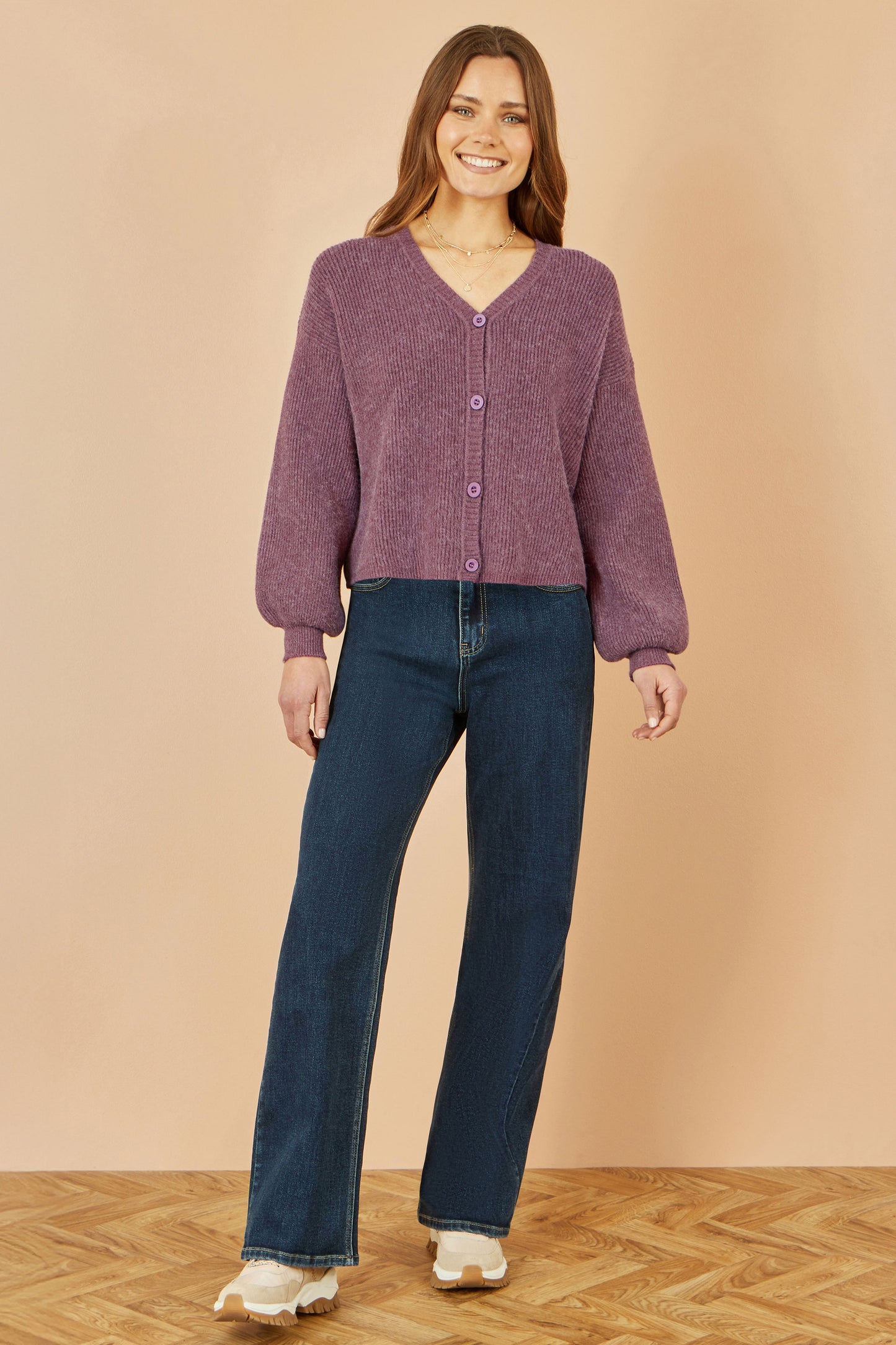 Yumi Purple Marl Knit Cardigan Knit Cardigan Yumi