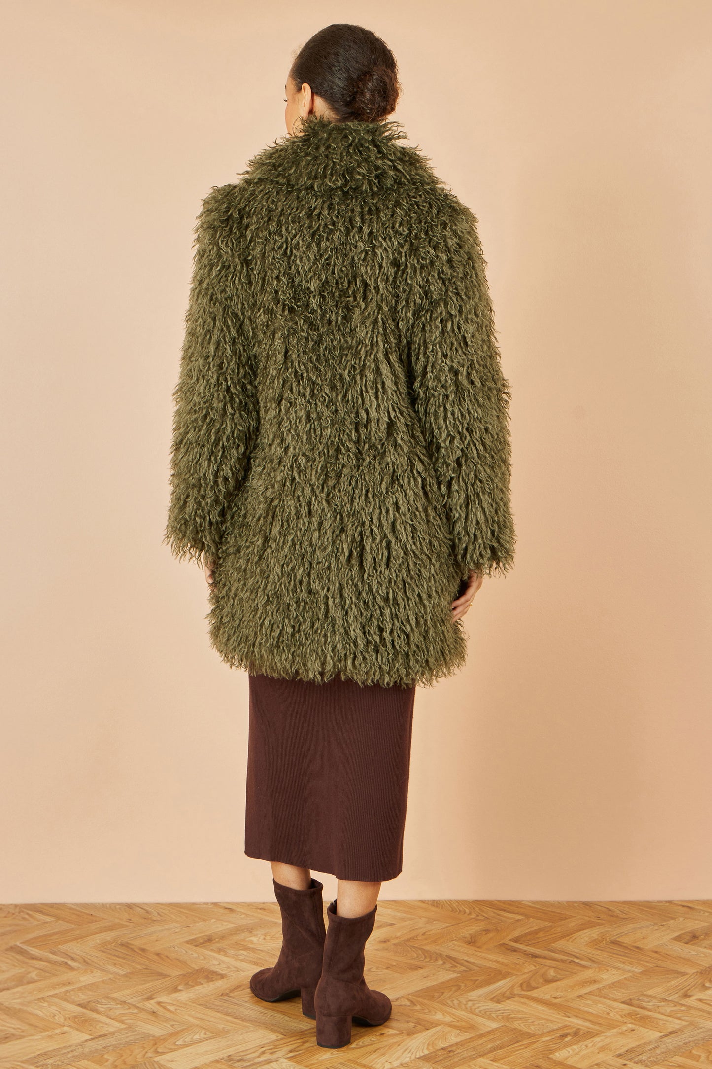 Yumi Green Luxe Long Hair Fur Coat COAT Yumi