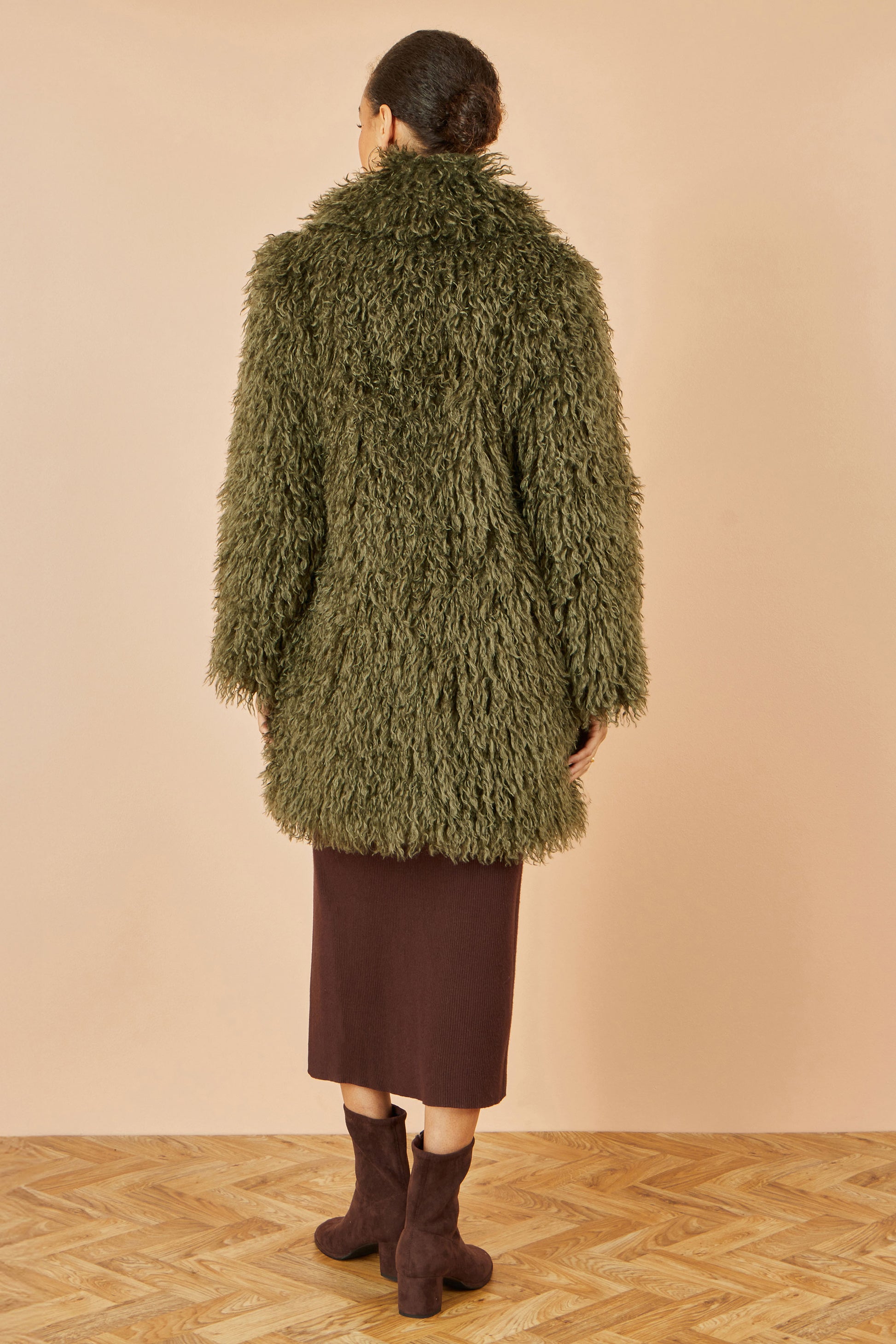 Yumi Green Luxe Long Hair Fur Coat COAT Yumi