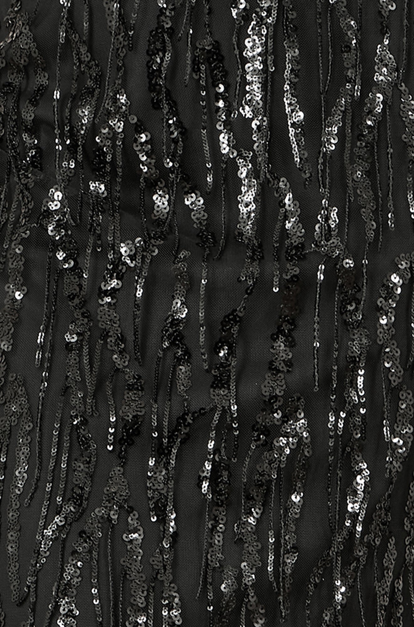 Yumi Black Hanging Sequin Fitted Midi Skirt Skirts Yumi