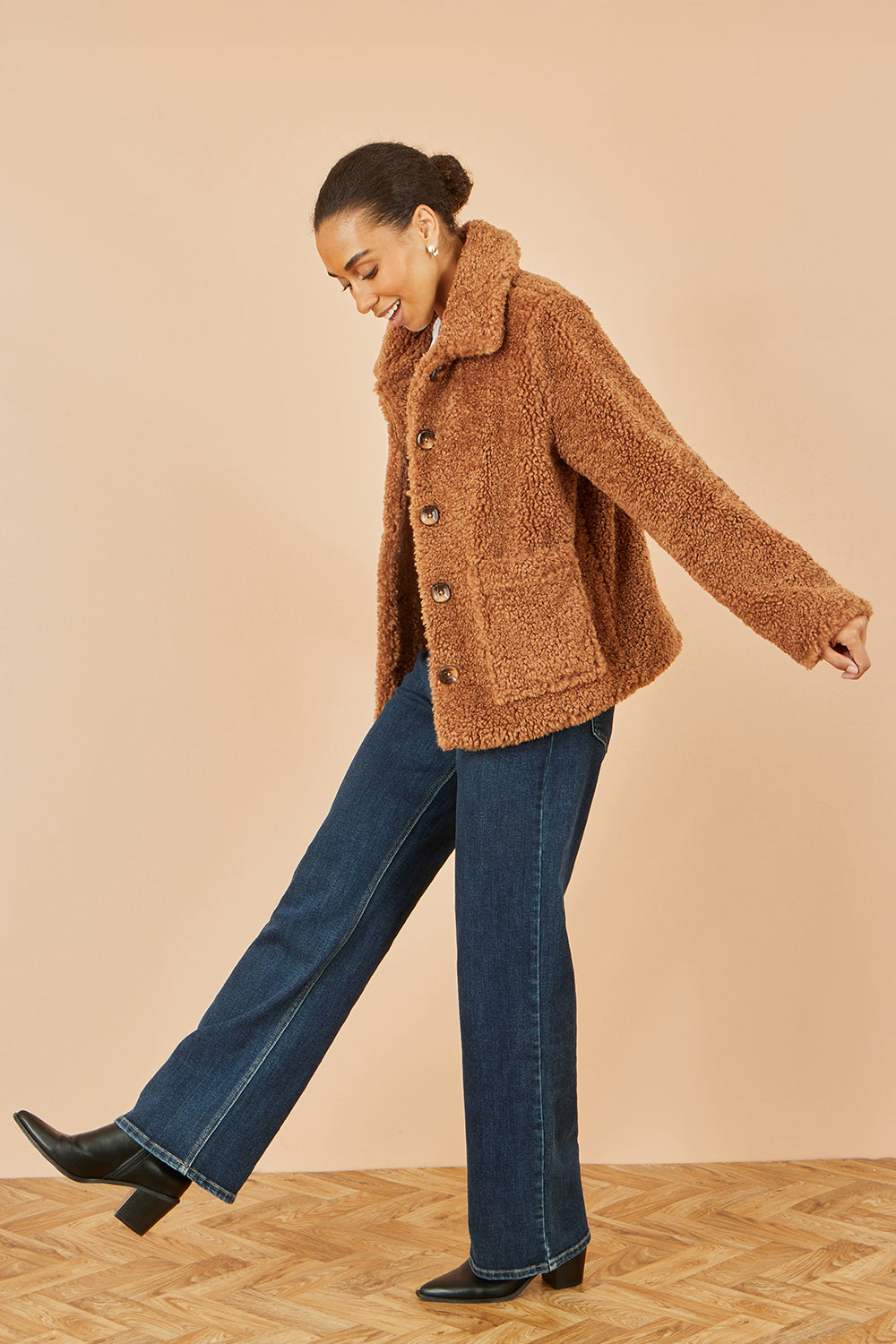 Yumi Brown Short Teddy Bear Jacket JACKET Yumi