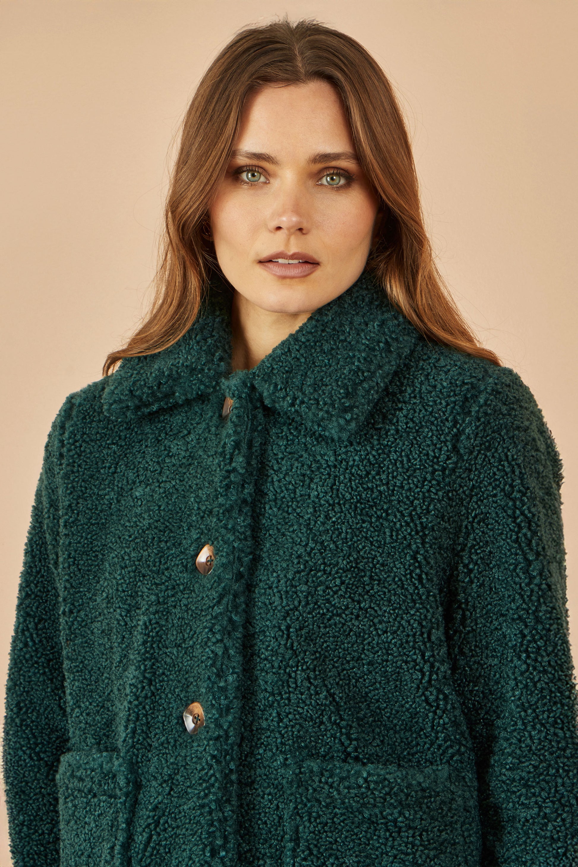 Yumi Green Short Teddy Bear Jacket JACKET Yumi