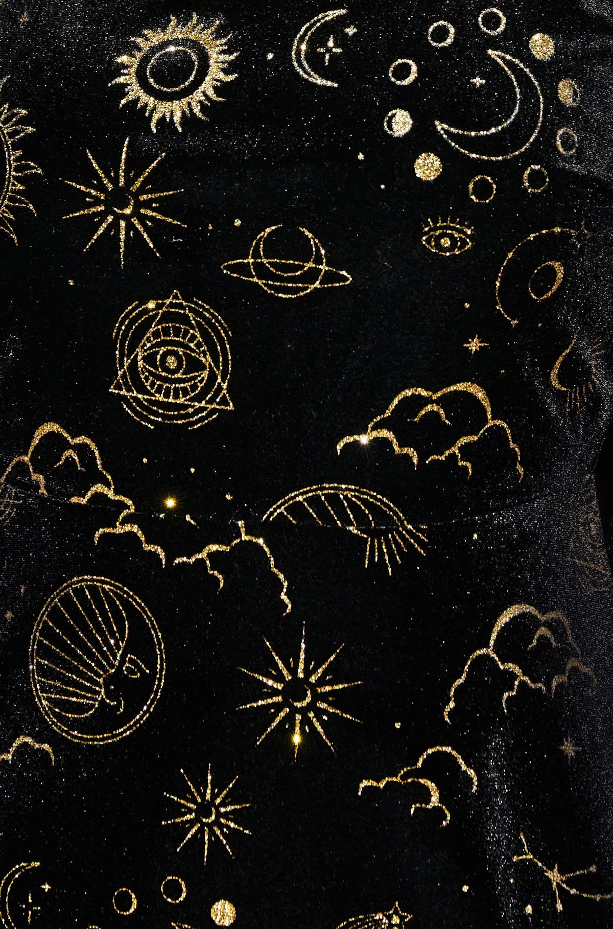 Yumi Black Cosmic Foil Print Midi Dress Dress Party Yumi