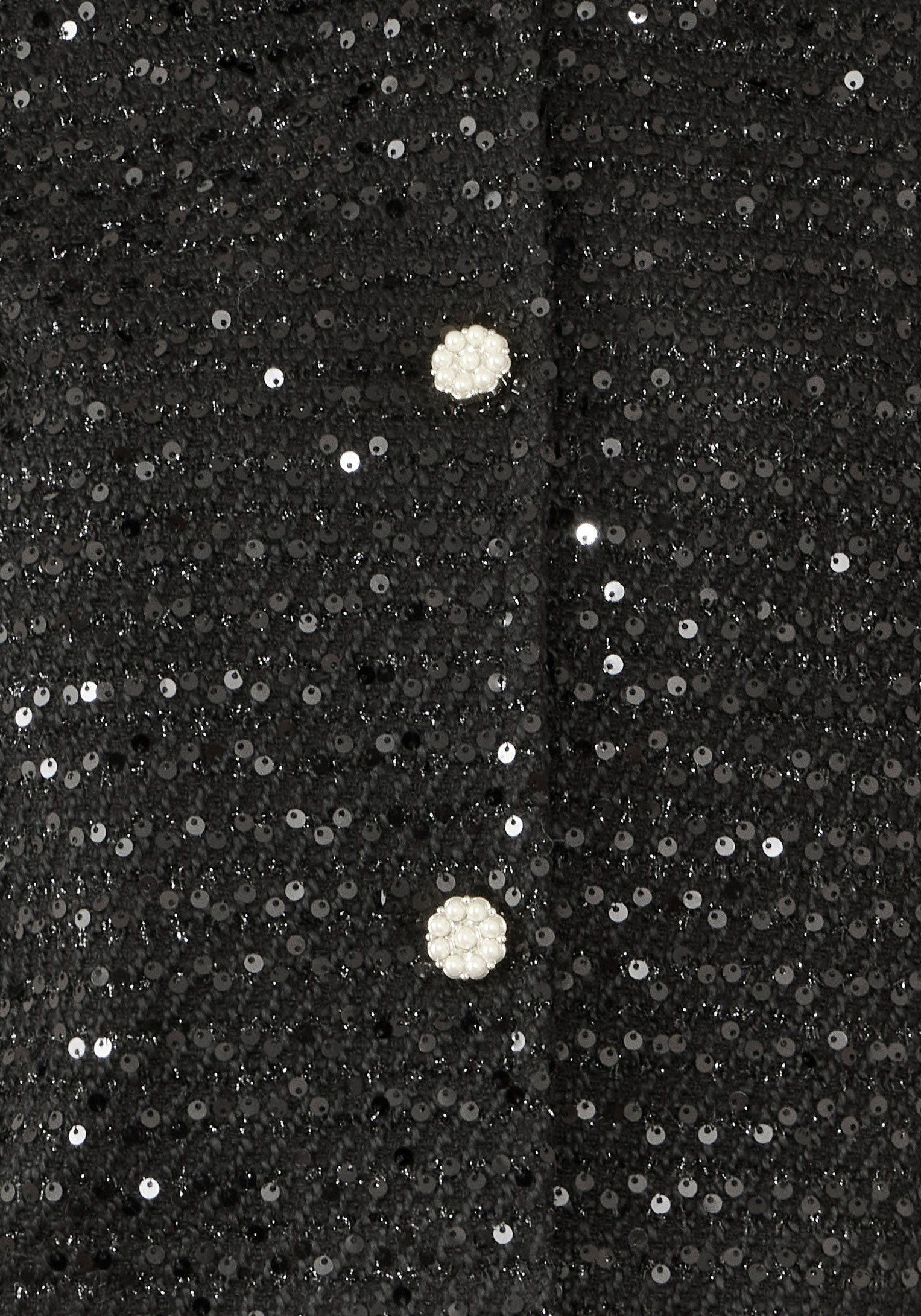 Yumi Black Boucle Sequin Jacket With Pearl Buttons JACKET Yumi