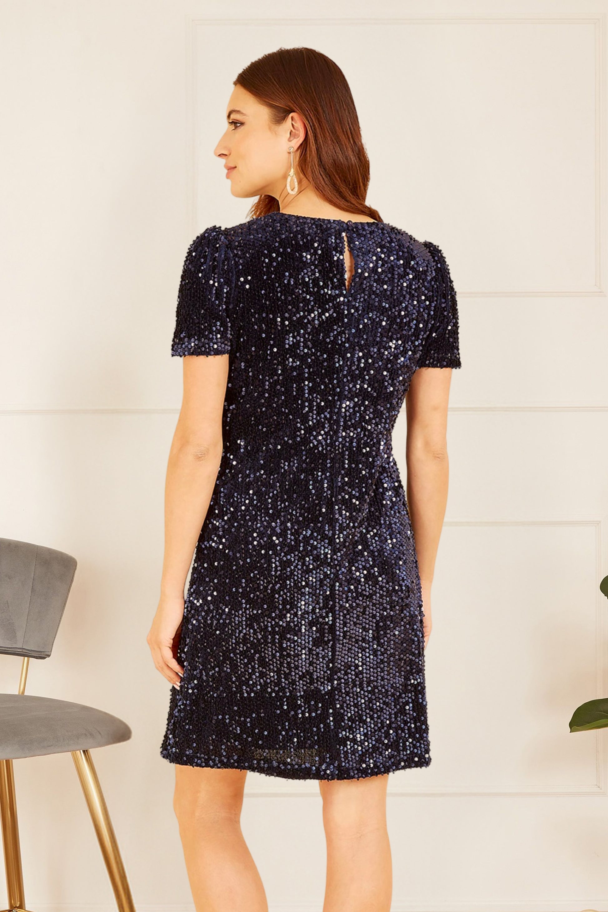 Yumi Navy Sequin Tunic Dress Dress Party Yumi
