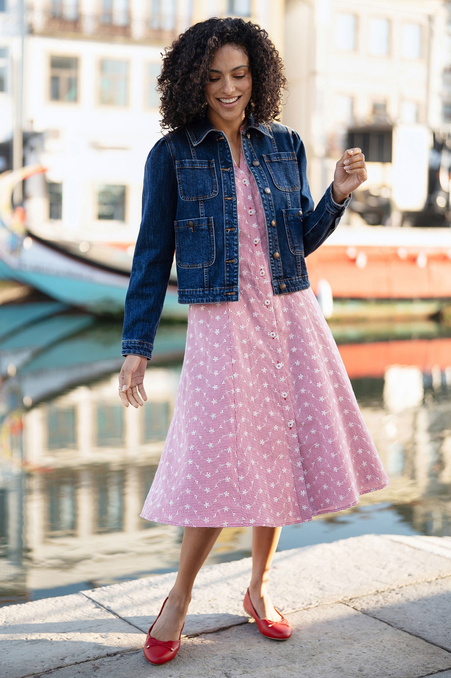 Yumi Blue Stretch Denim Jacket With Pocket Detail Outerwear Yumi