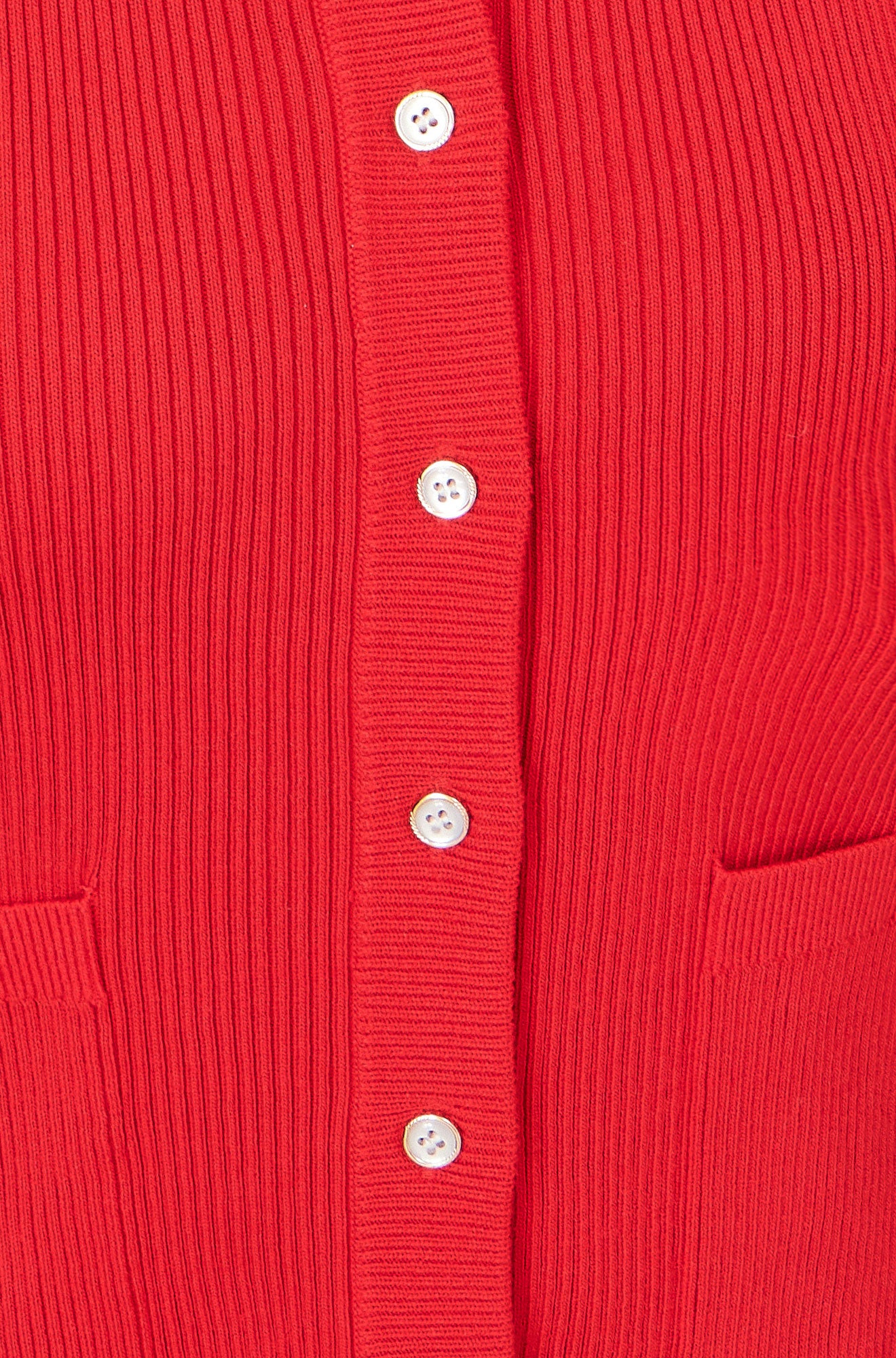 Yumi Red Ribbed Collar Button Up Cardigan Knit Cardigan Yumi