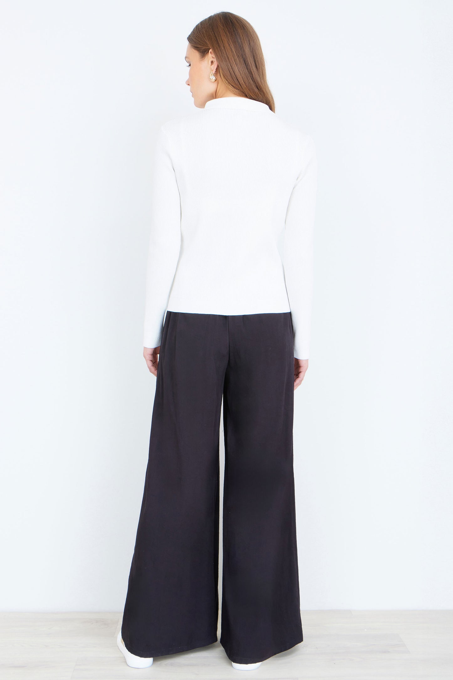 Yumi Ivory Ribbed Collar Button Up Cardigan Knit Cardigan Yumi