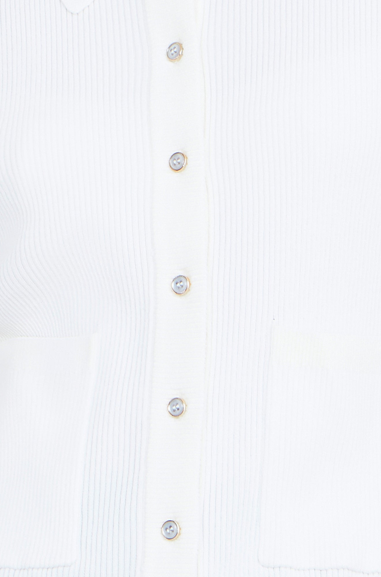 Yumi Ivory Ribbed Collar Button Up Cardigan Knit Cardigan Yumi