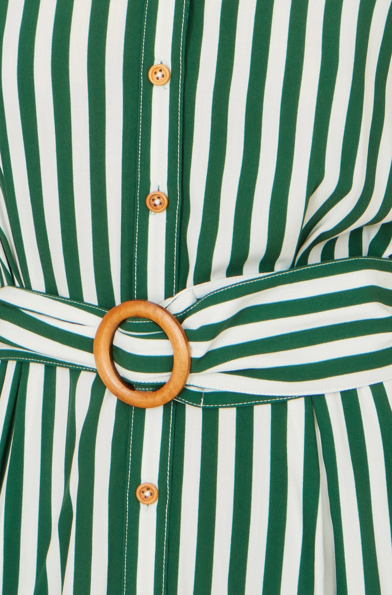 Yumi Green Stripe Print Relaxed Midi Shirt Dress With Belt Dress Casual Yumi