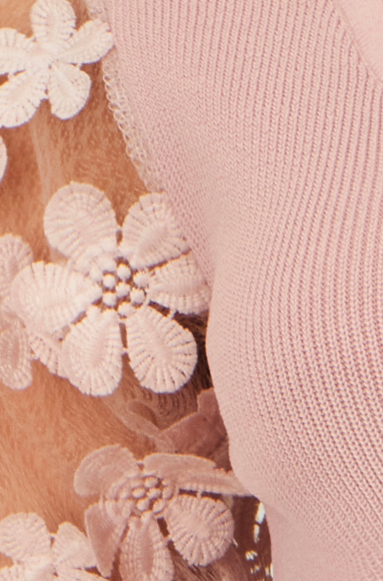 Yumi Blush Knitted Top With Floral Applique Knit Top Yumi