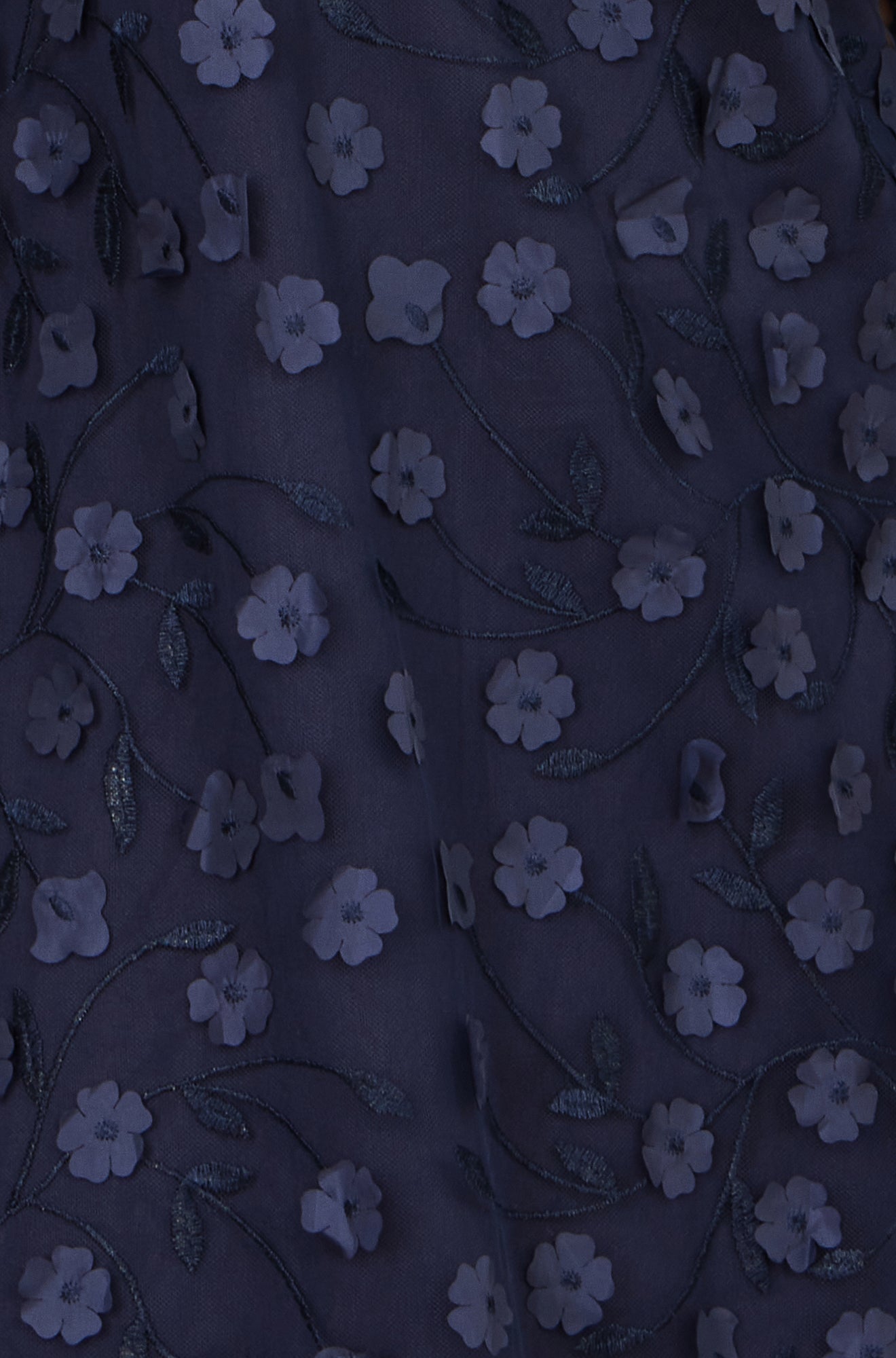 Yumi Navy Long Sleeve Floral Applique Tunic Dress Occasion Yumi