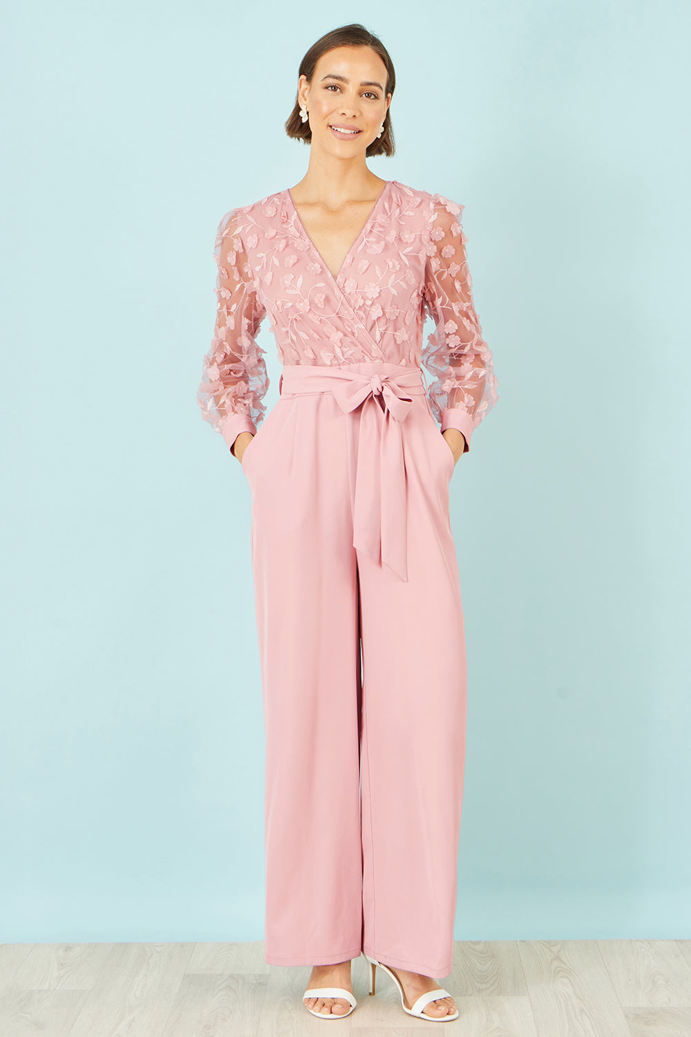 Yumi Pink Flower Applique Jumpsuit JUMPSUIT Yumi
