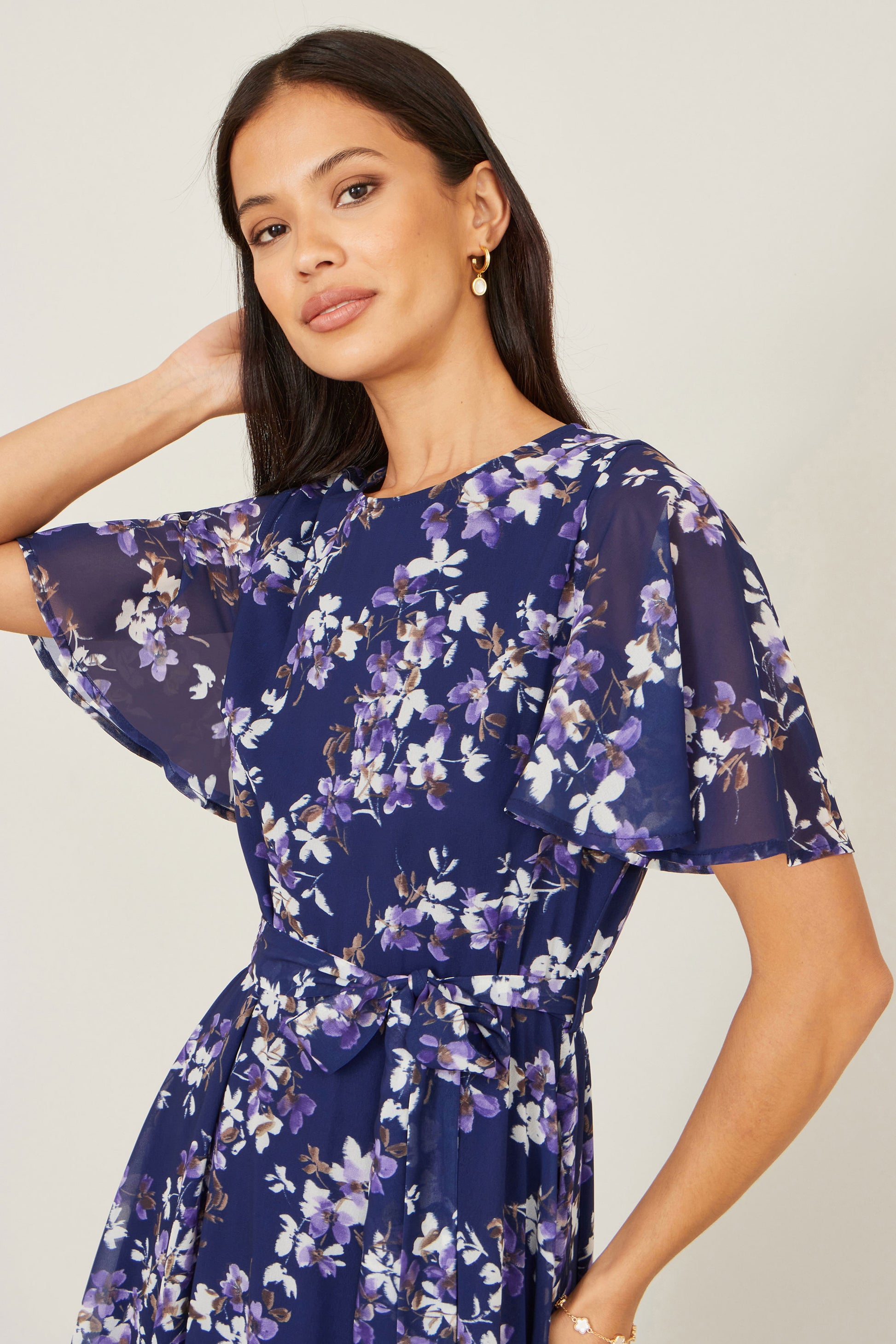angel sleeve midi skater dress Buy Navy Dresses for Women by Shein Online