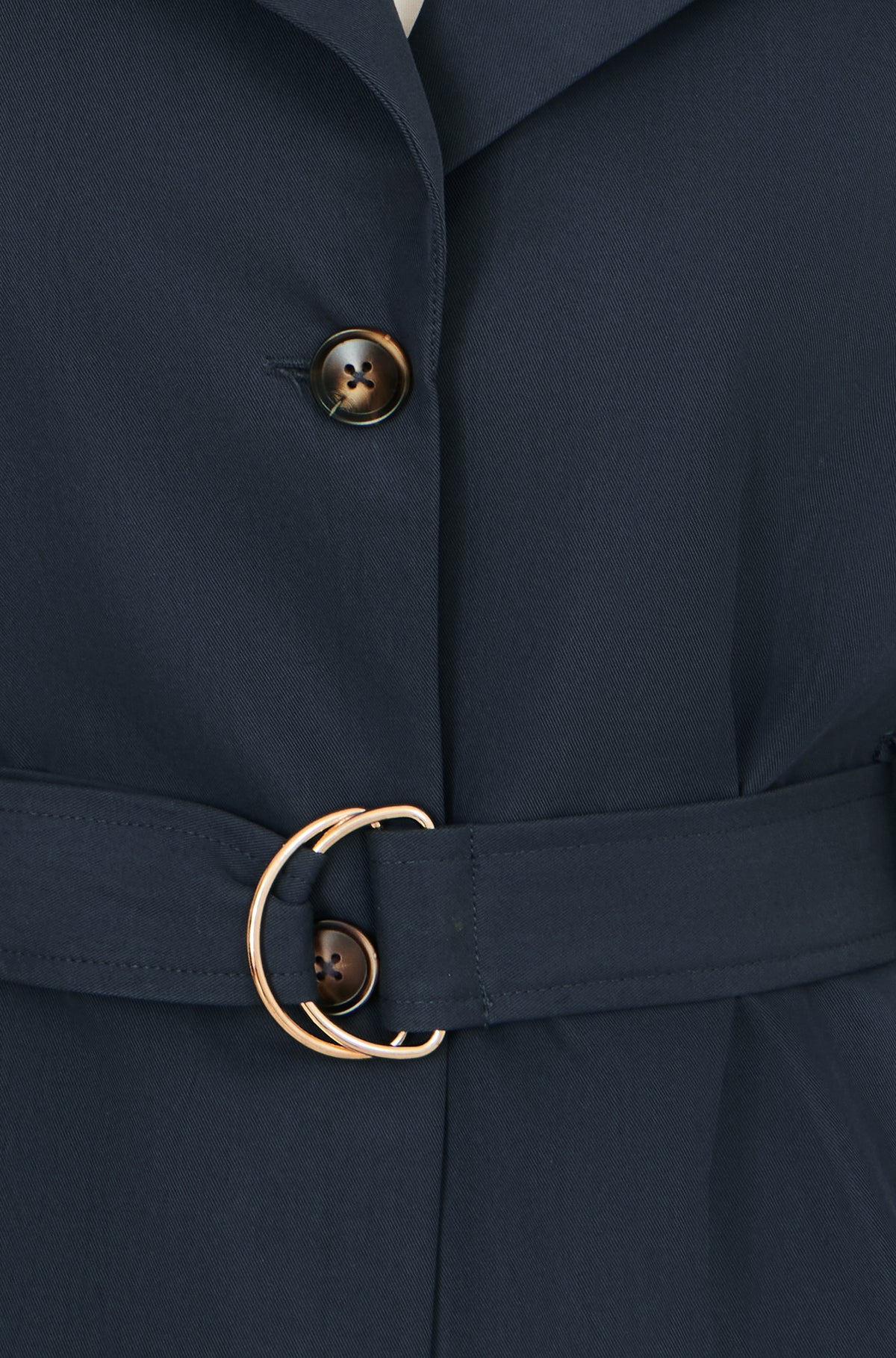 Yumi Navy Belted Long Trench Coat With Belt Outerwear Yumi