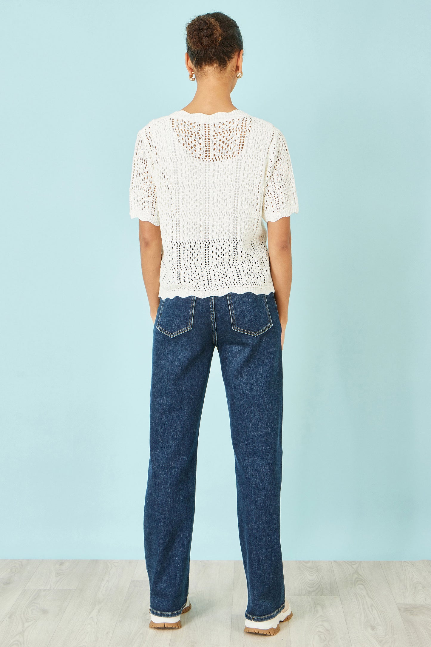 Yumi White Crochet Short Sleeve Cardigan Knit Cardigan Yumi