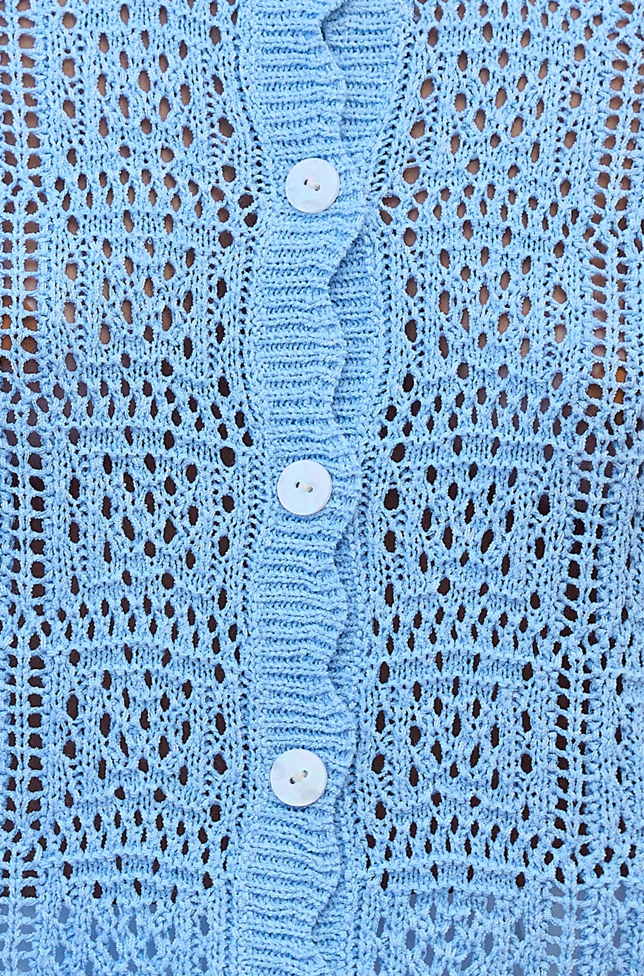 Yumi Blue Crochet Short Sleeve Cardigan Knit Cardigan Yumi