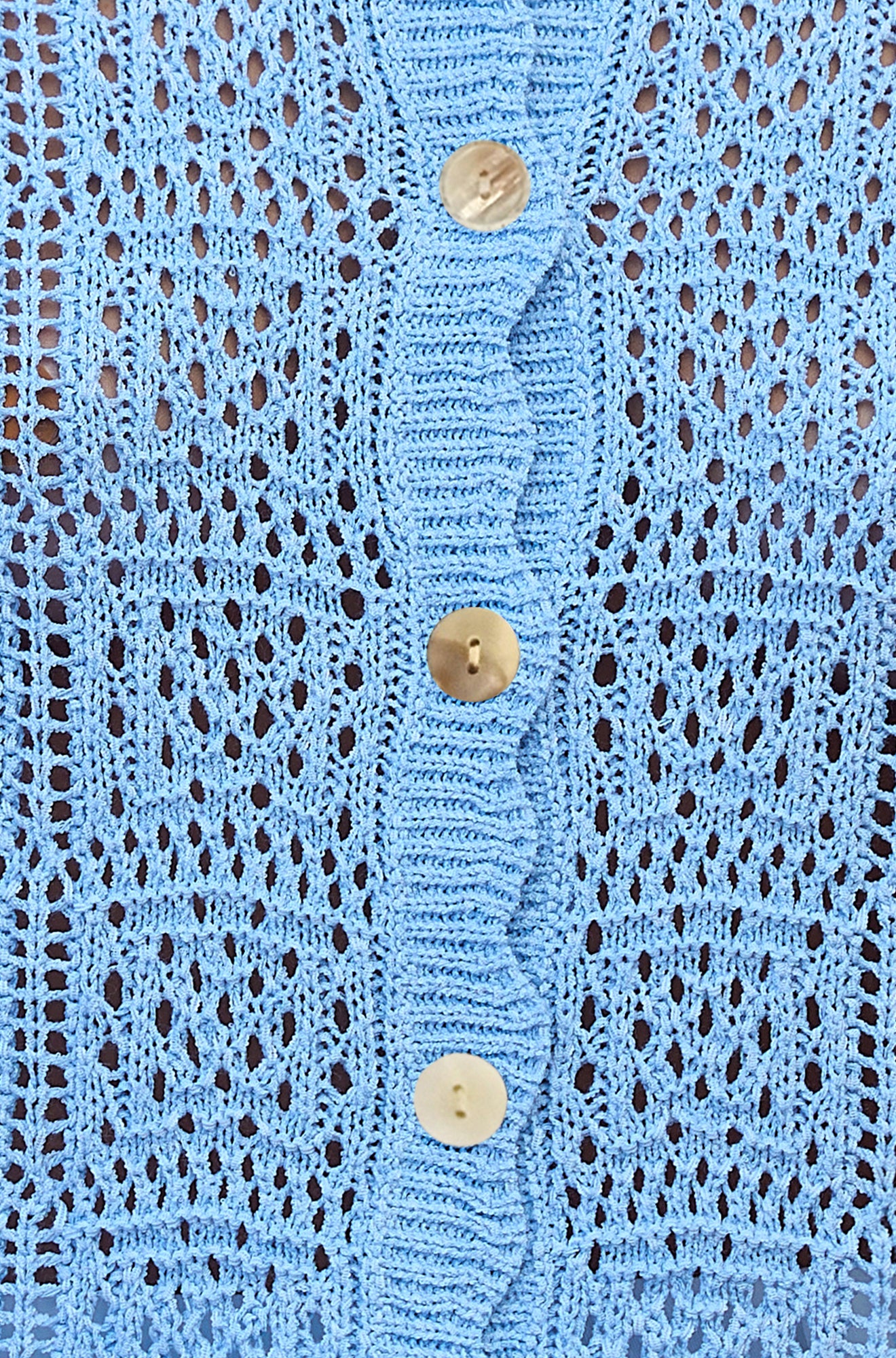 Yumi Blue Crochet Short Sleeve Cardigan Knit Cardigan Yumi