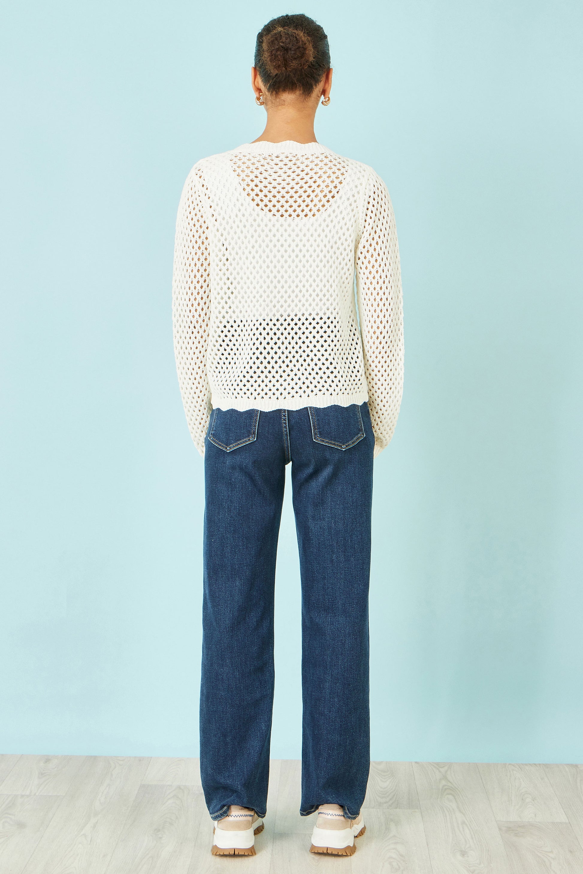 Yumi White Flower Crochet Cardigan Knit Cardigan Yumi