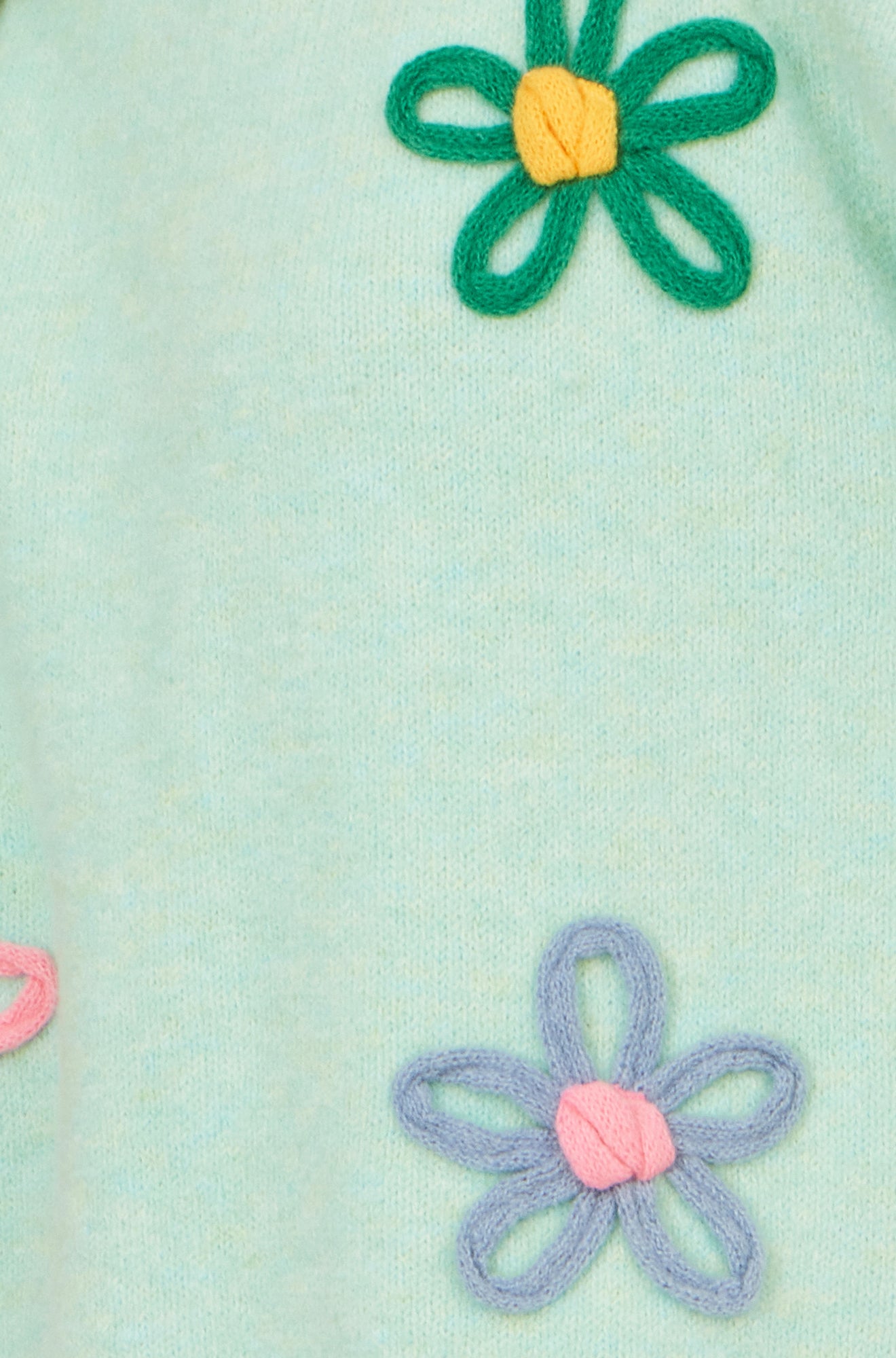 Yumi Green Relaxed Flower Embroidered Jumper Knit Jumper Yumi