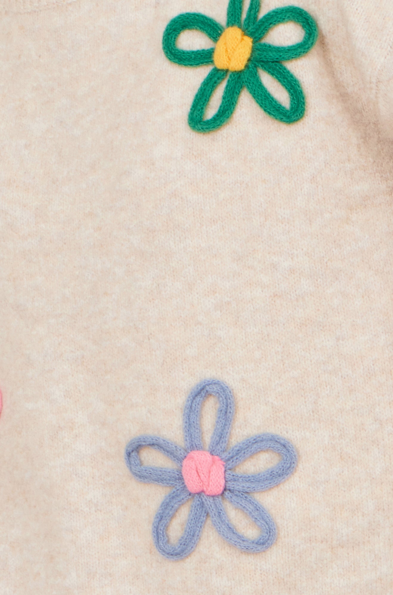 Yumi Oatmeal Relaxed Flower Embroidered Jumper Knit Jumper Yumi