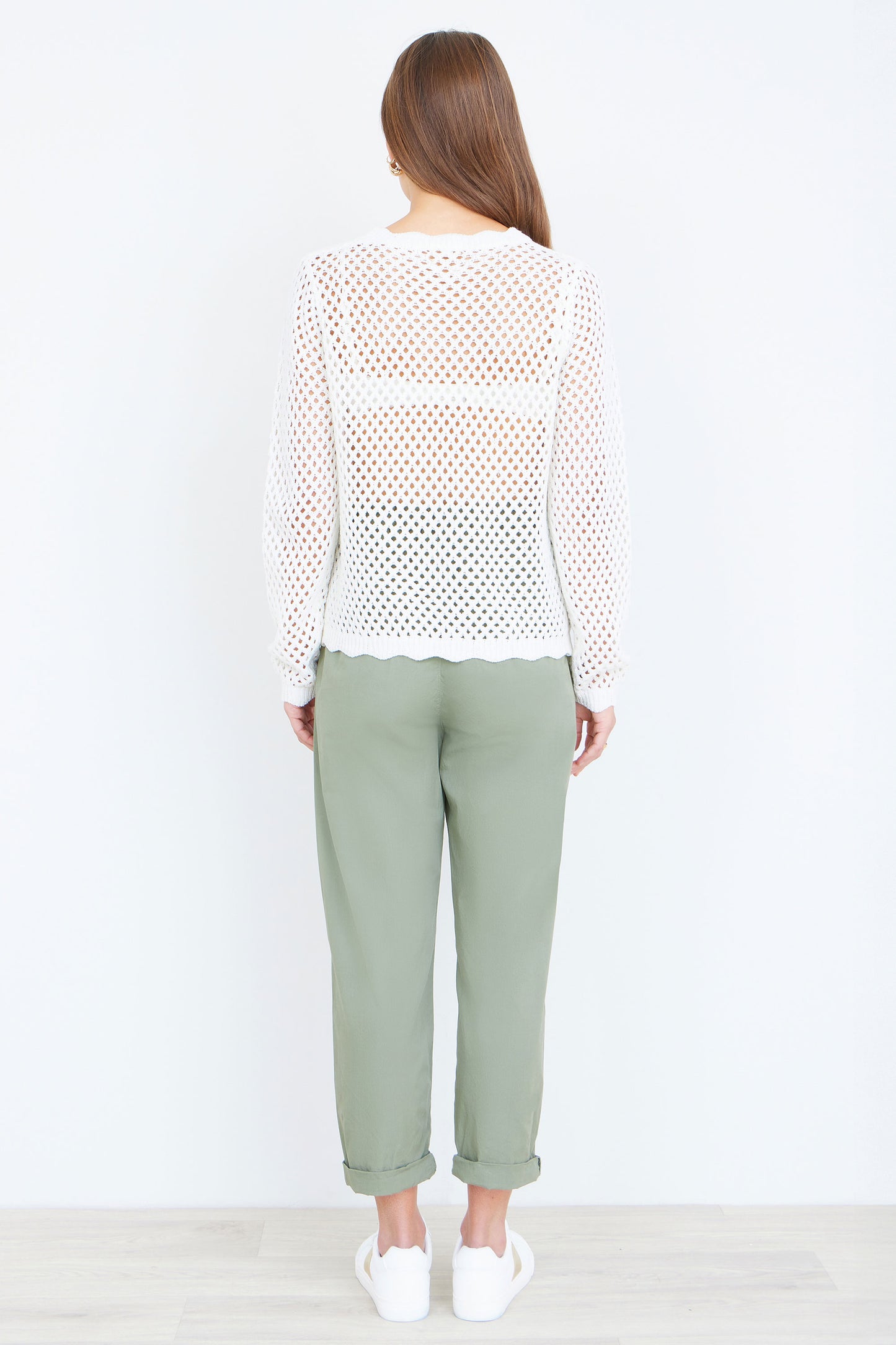 Yumi White Flower Crochet Jumper Knit Jumper Yumi