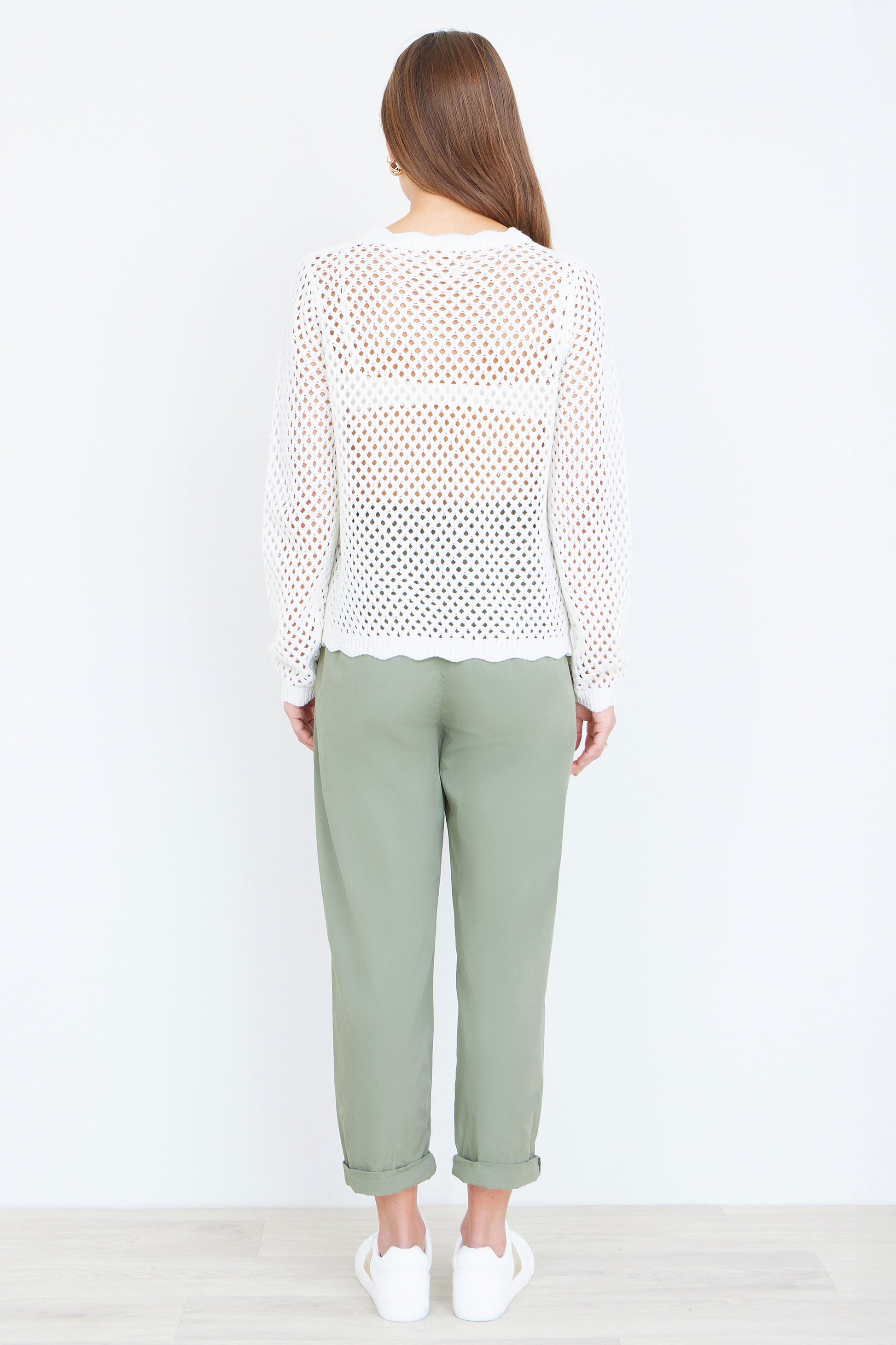 Yumi White Flower Crochet Jumper Knit Jumper Yumi