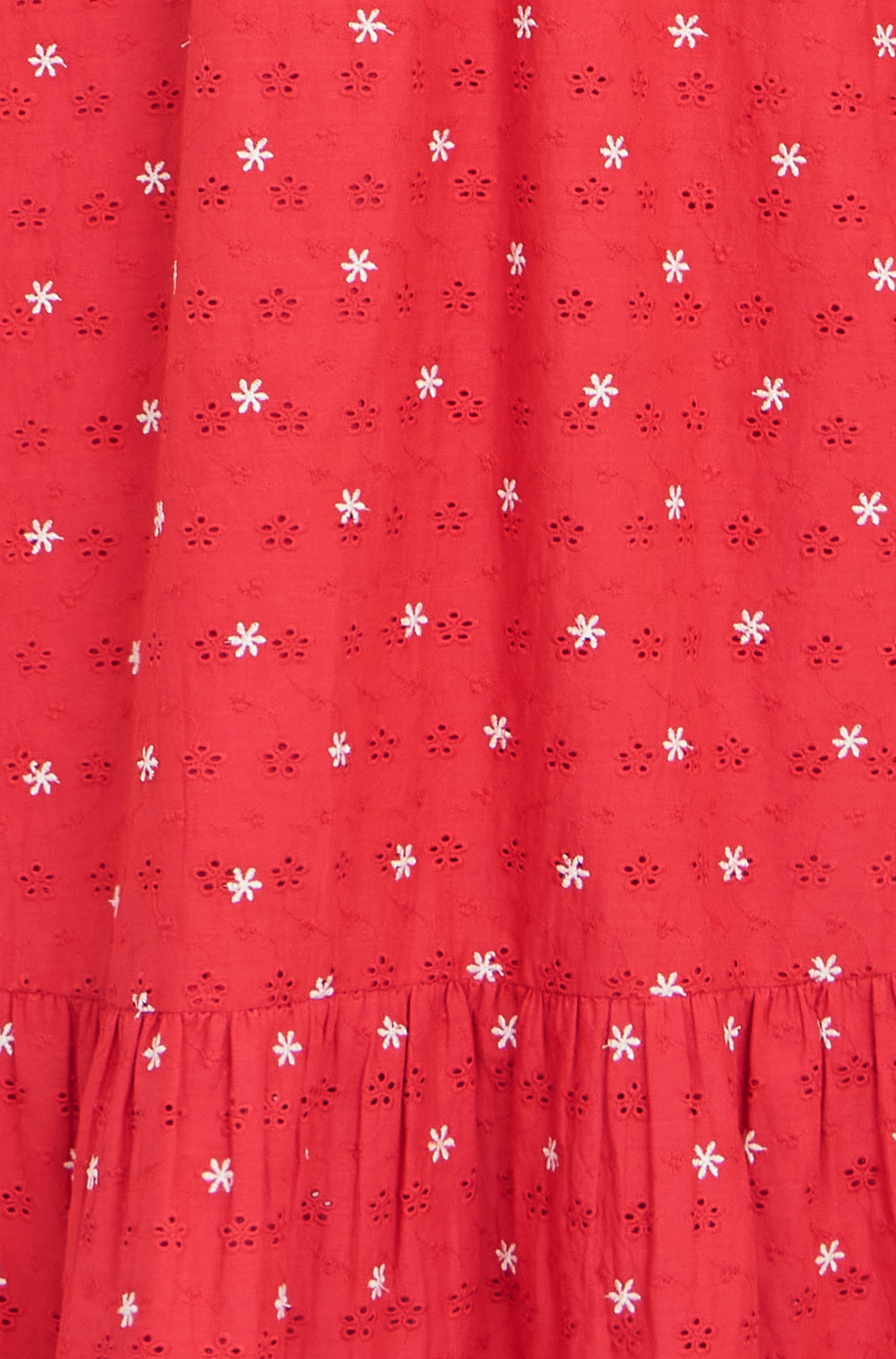 Yumi Red Broderie Anglaise Wrap Midi Dress With Flower Embroidery Dress Casual Yumi