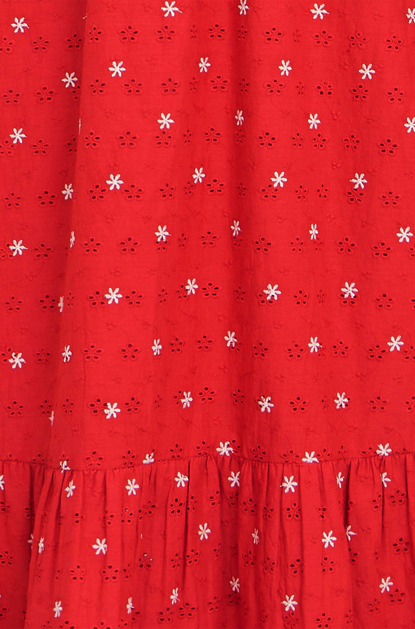 Yumi Red Broderie Anglaise Wrap Midi Dress With Flower Embroidery Dress Casual Yumi