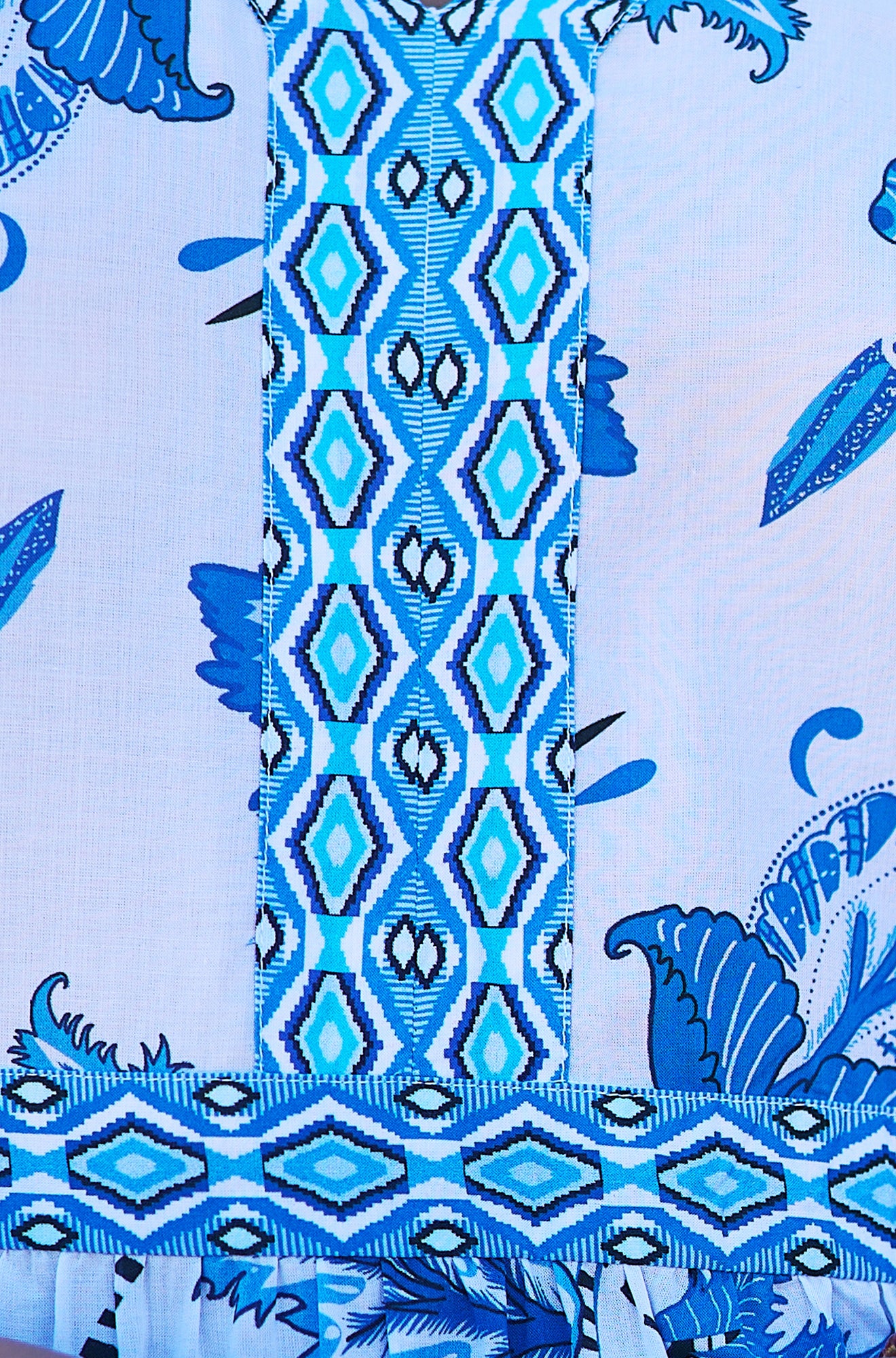 Yumi Blue Floral Tencel Beach Tunic Beachwear Yumi