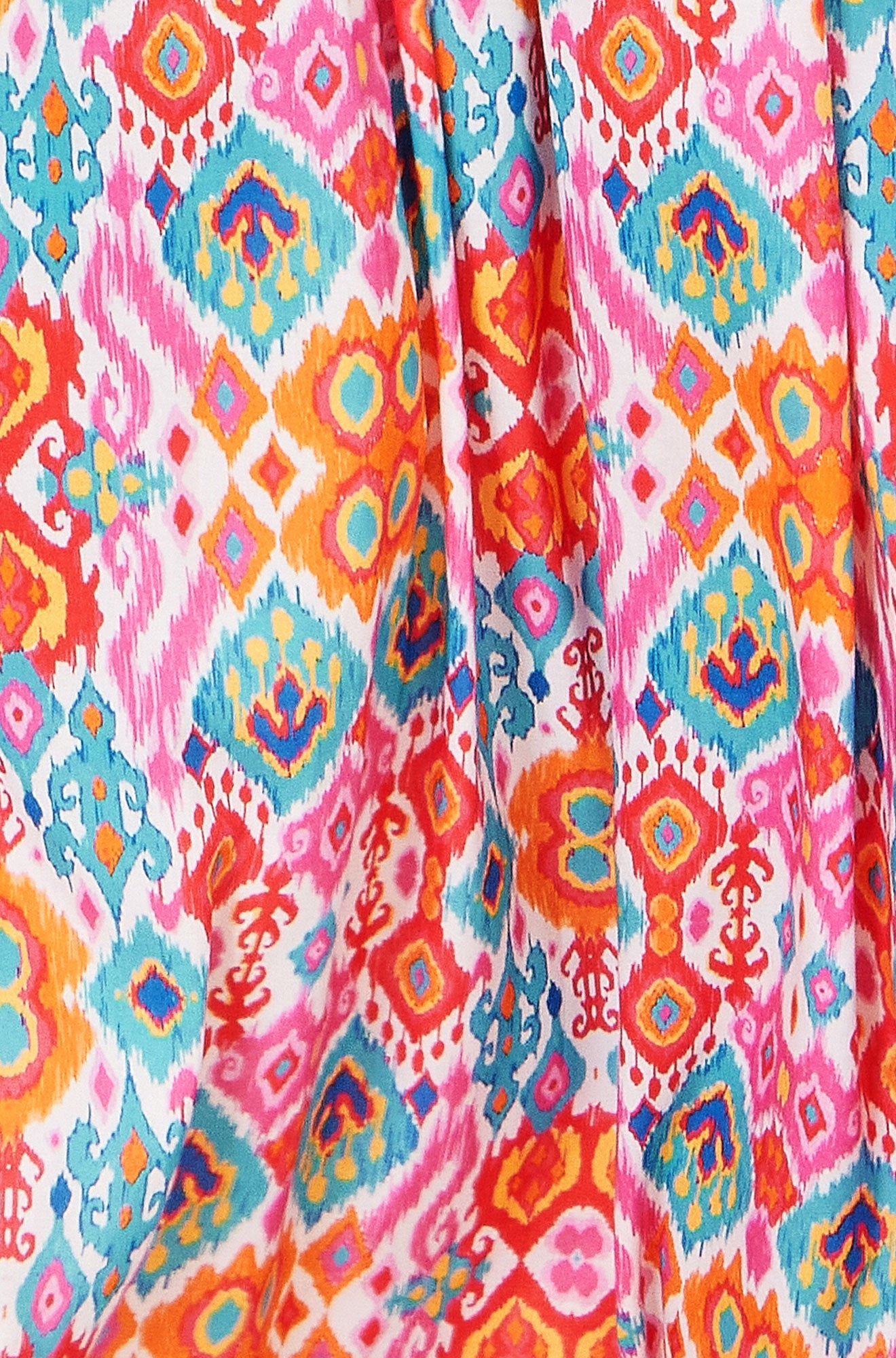 Yumi Multicolour Ikat Print Maxi Viscose Sun Dress Beachwear Yumi