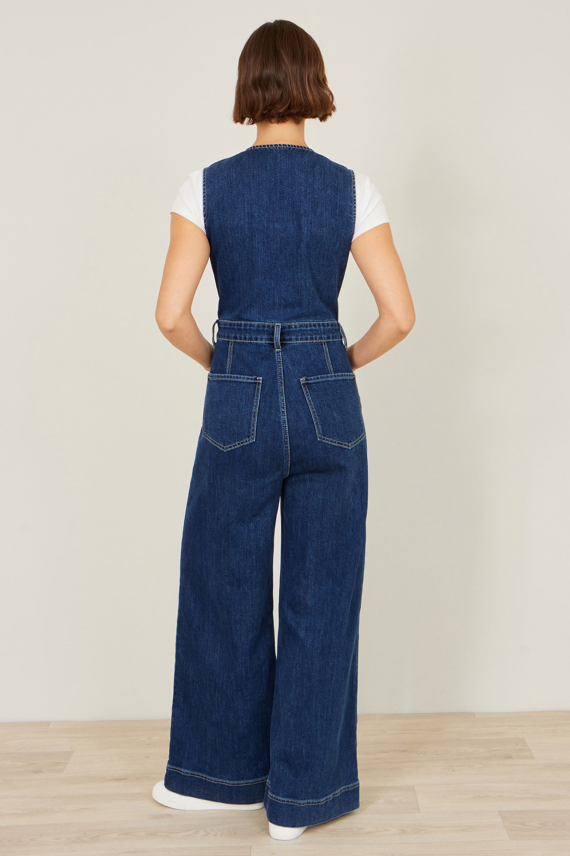 Yumi Blue Denim Stretch Fitted Jumpsuit JUMPSUIT Yumi