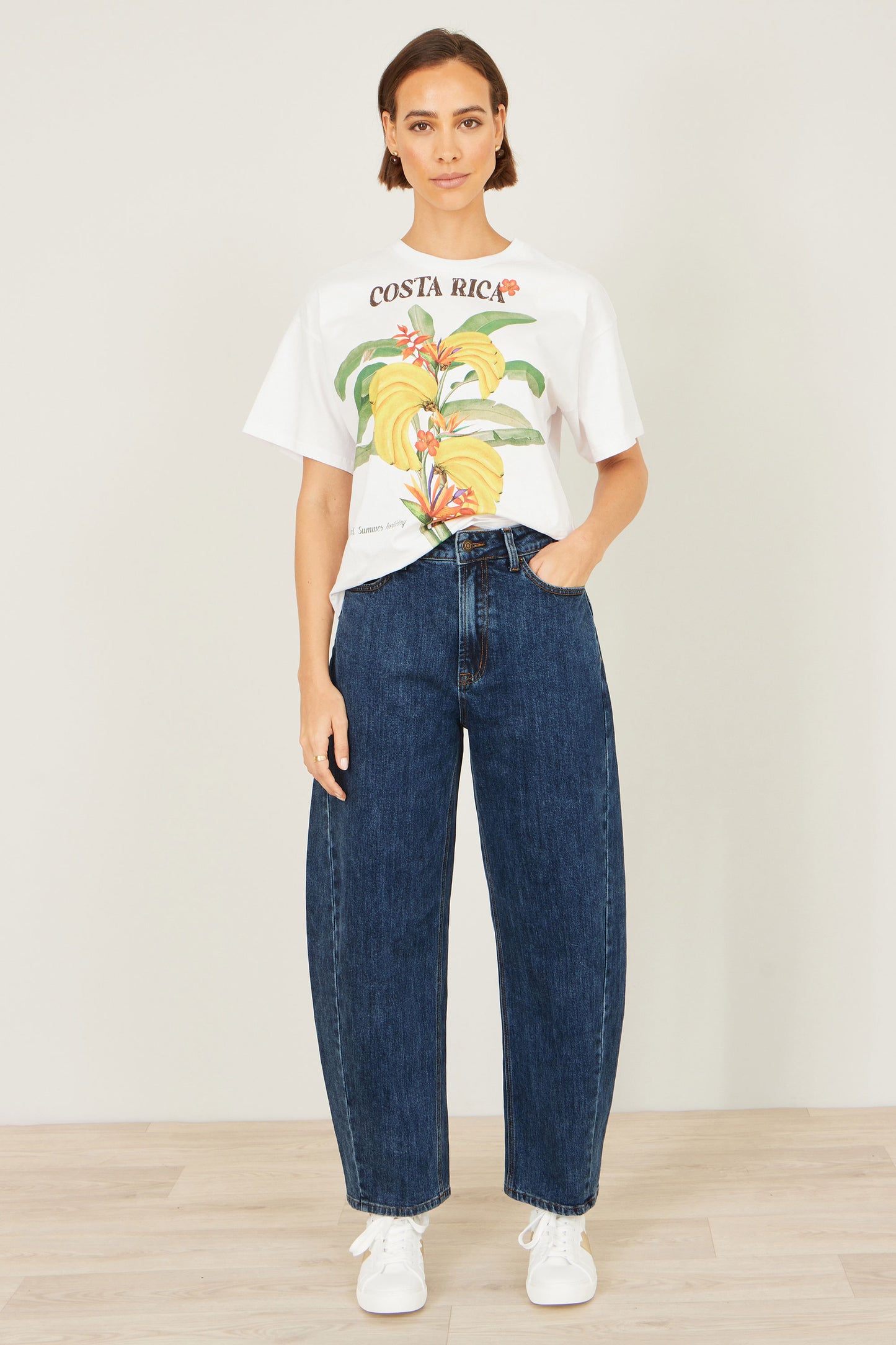 Yumi Blue Denim Barrel Relaxed Fit Jeans TROUSER Yumi