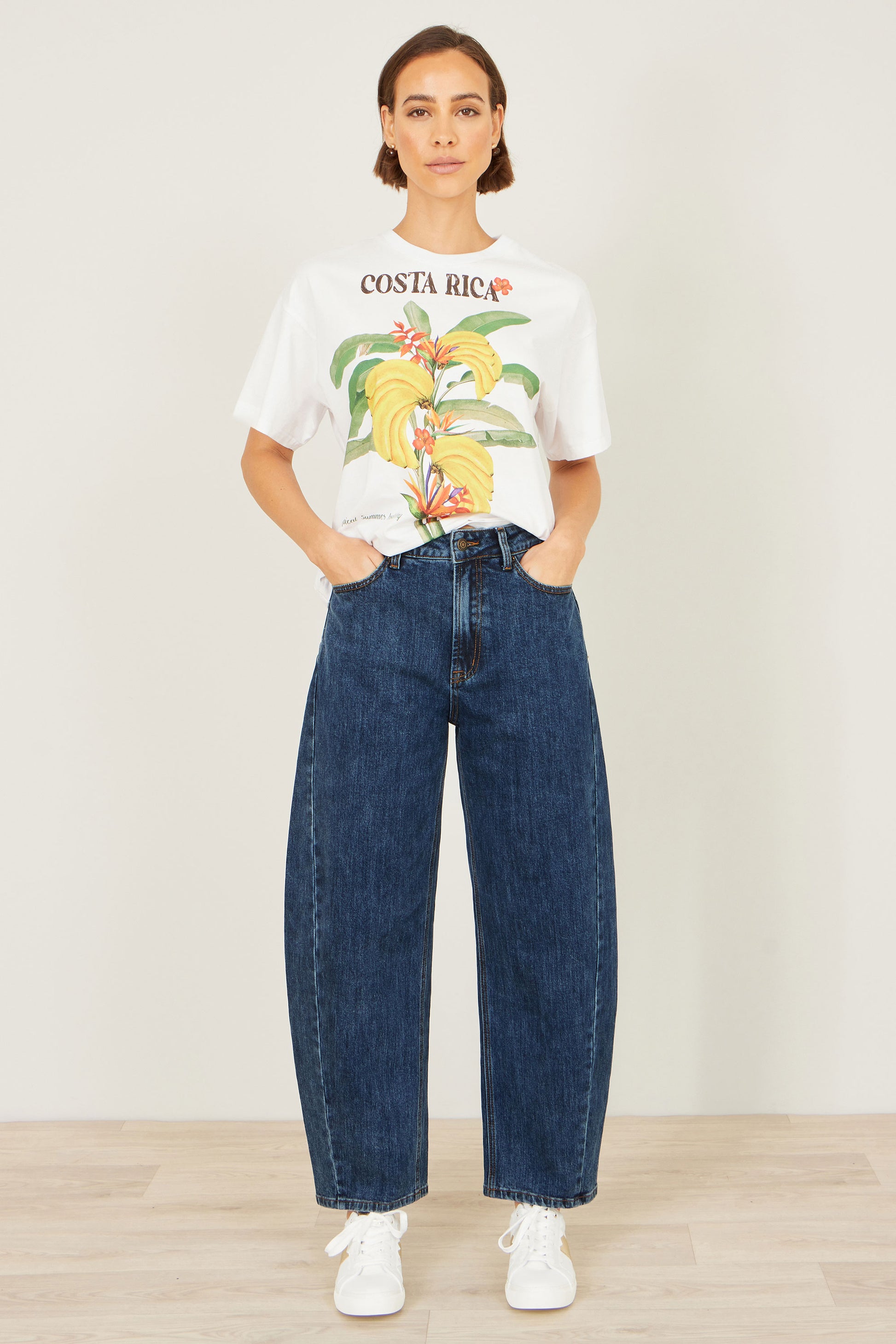 Yumi Blue Denim Barrel Relaxed Fit Jeans TROUSER Yumi