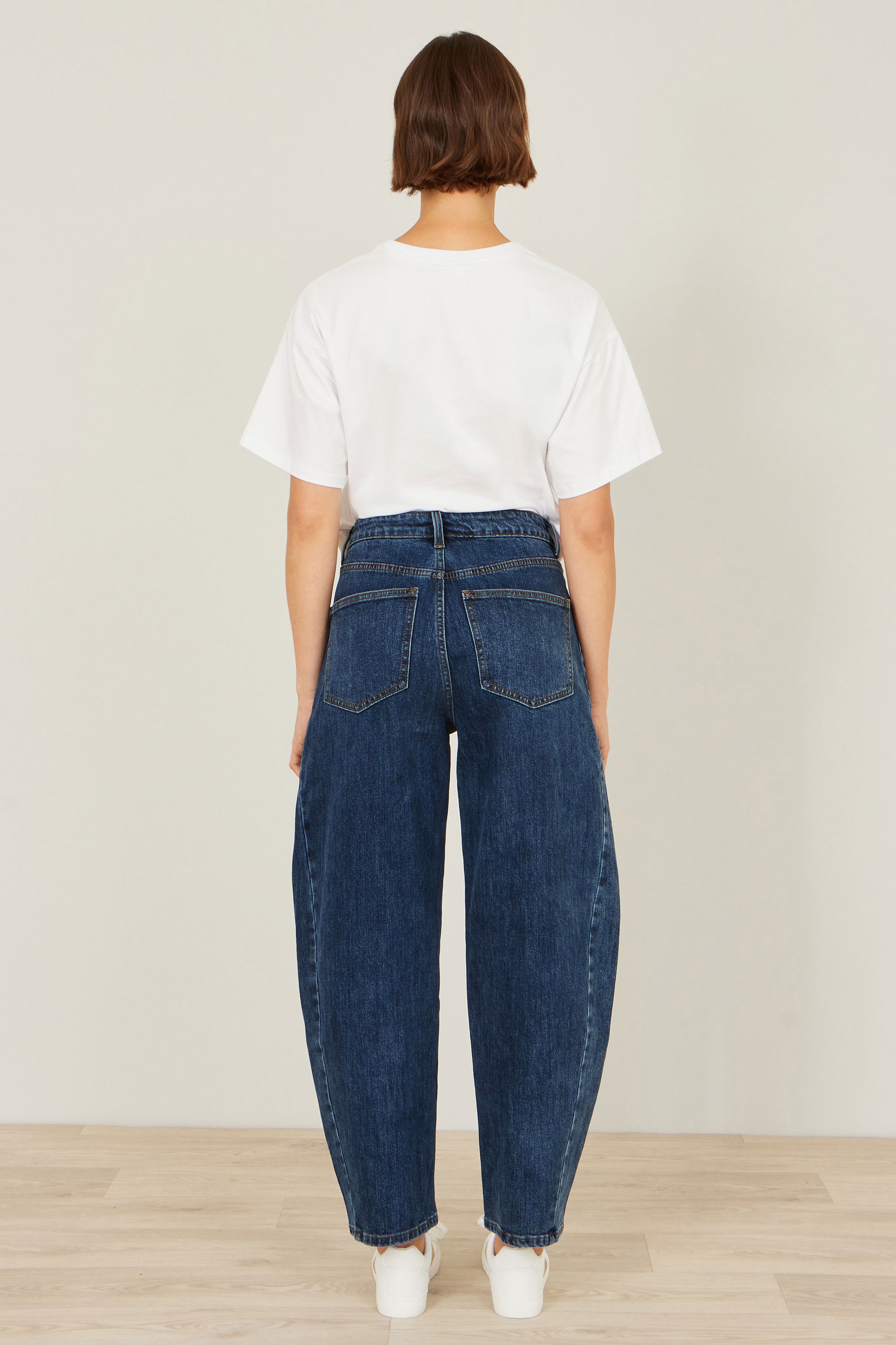 Yumi Blue Denim Barrel Relaxed Fit Jeans TROUSER Yumi
