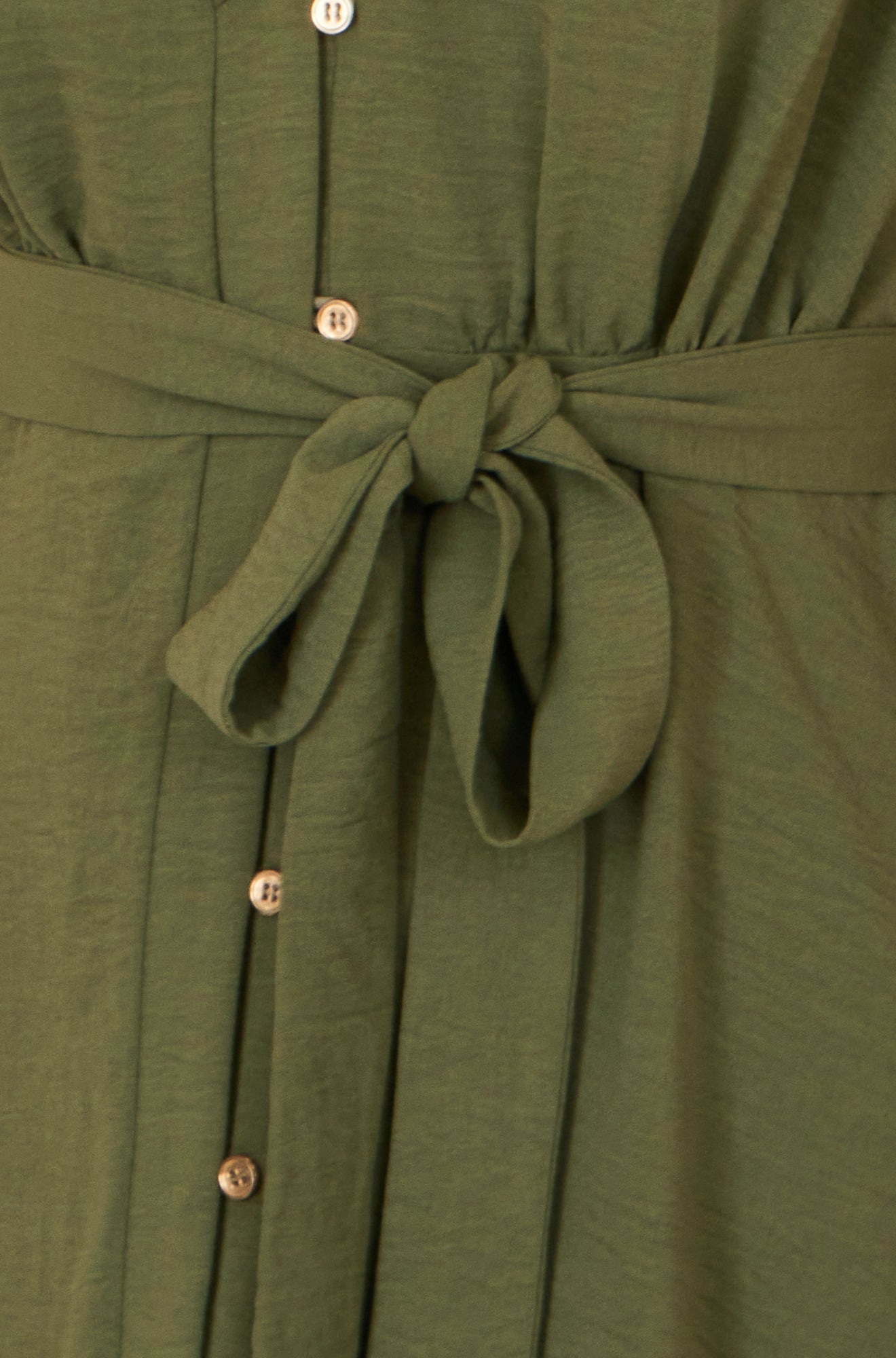 Yumi Green Ruffle Collar Midi Shirt Dress Dress Casual Yumi