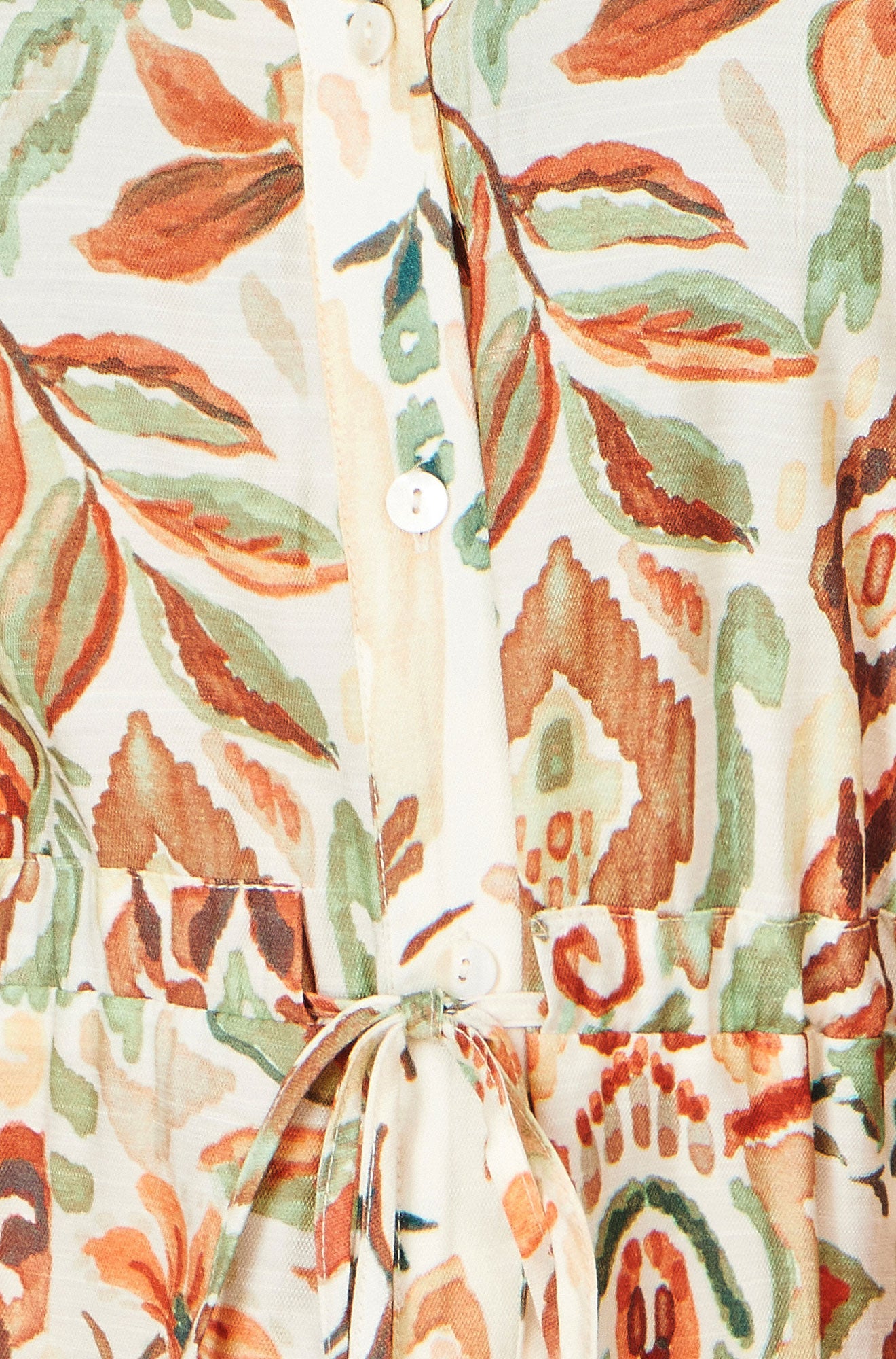 Yumi Ivory Viscose Relaxed Boho Print Maxi Shirt Dress Dress Casual Yumi