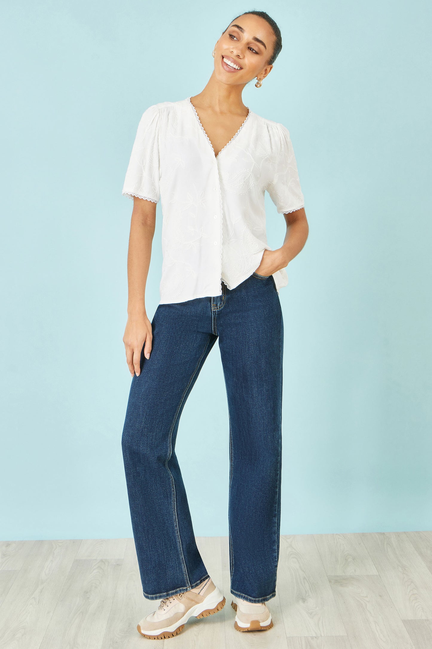 Yumi White Paisley Viscose Embroidered Shirt SHIRT Yumi