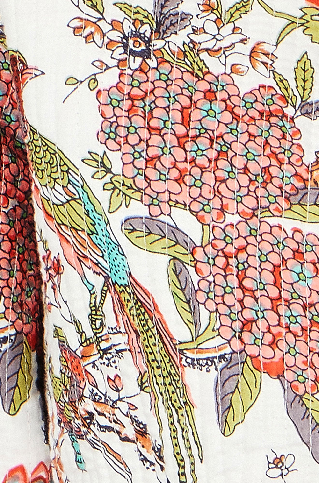 Yumi White Peacock Print Reversible Cotton Quilted Jacket JACKET Yumi