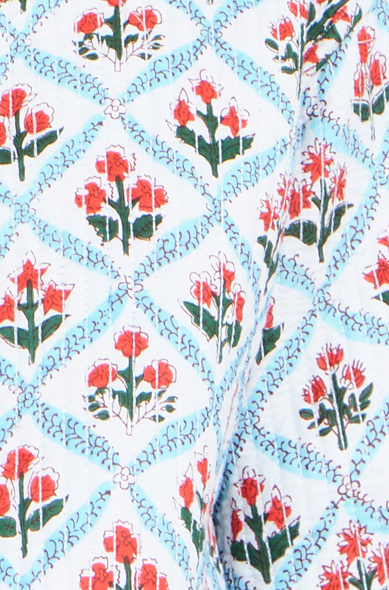 Yumi Blue Boho Print Cotton Reversible Quilted Jacket Outerwear Yumi