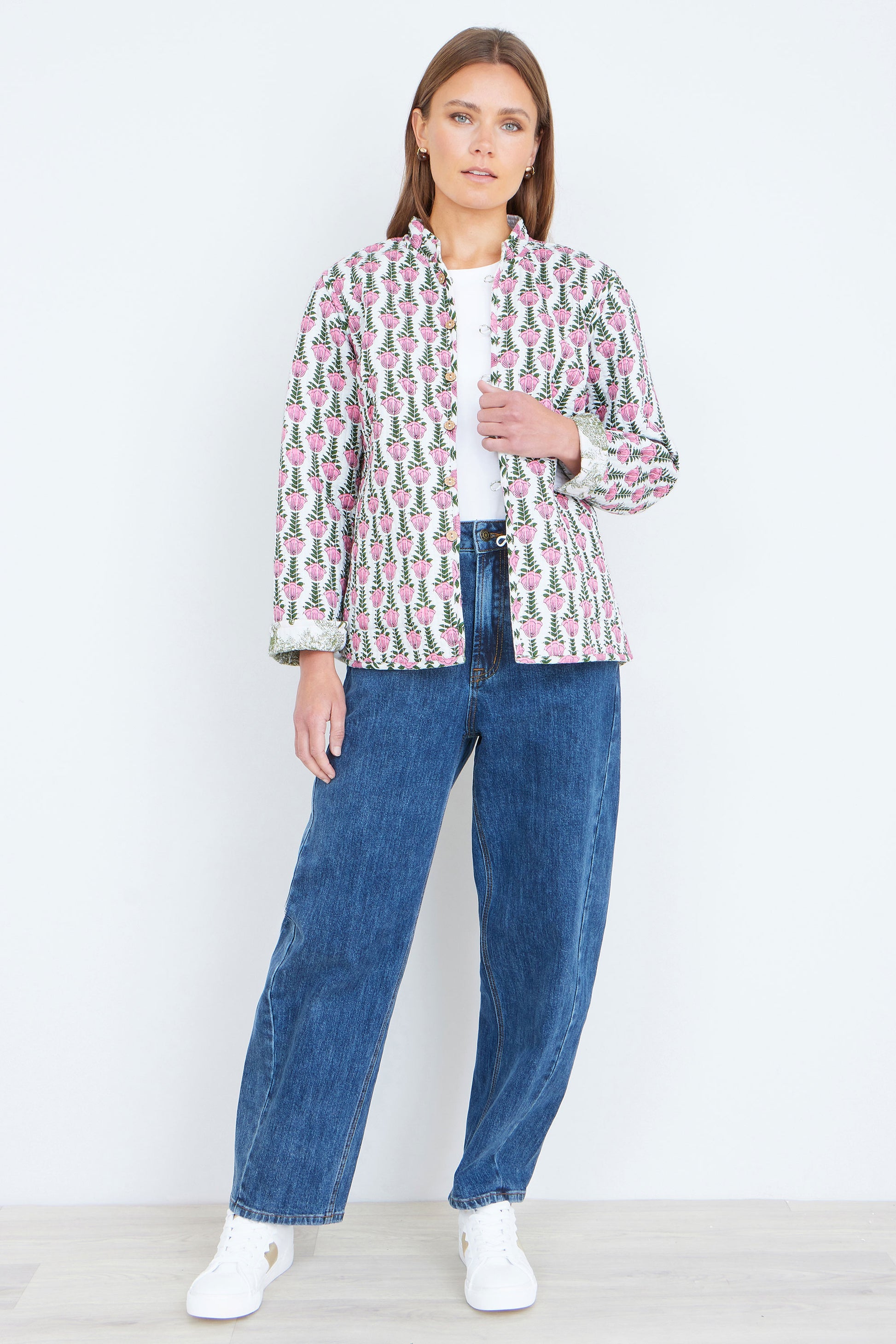 Yumi Green Reversible Cotton Quilted Jacket Outerwear Yumi