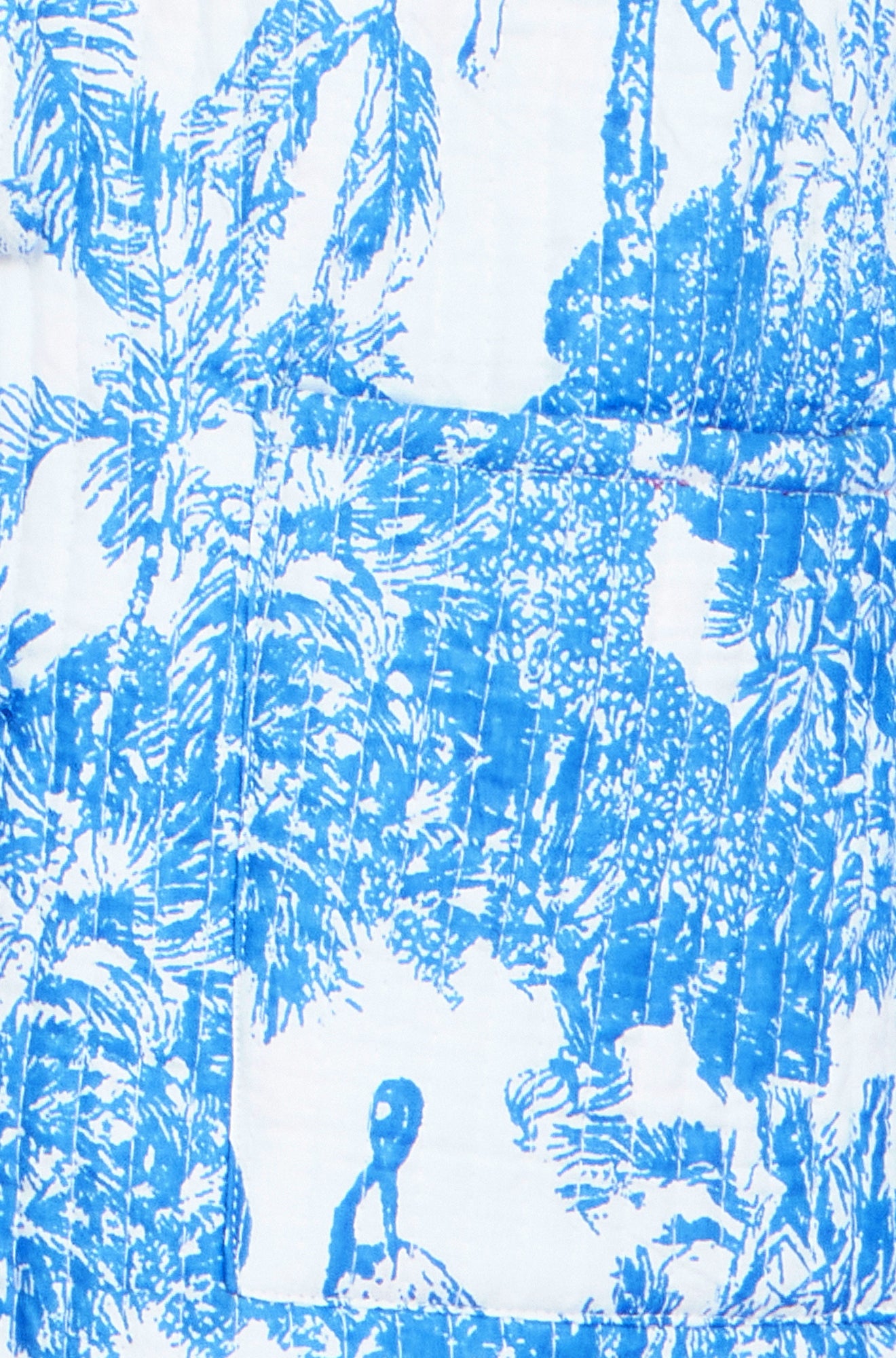 Yumi Blue Palm Reversible Cotton Quilted Jacket Outerwear Yumi