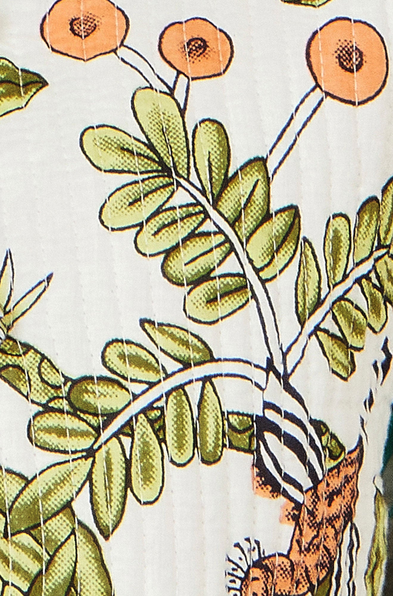 Yumi White Botanical Print Reversible Cotton Quilted Jacket Outerwear Yumi