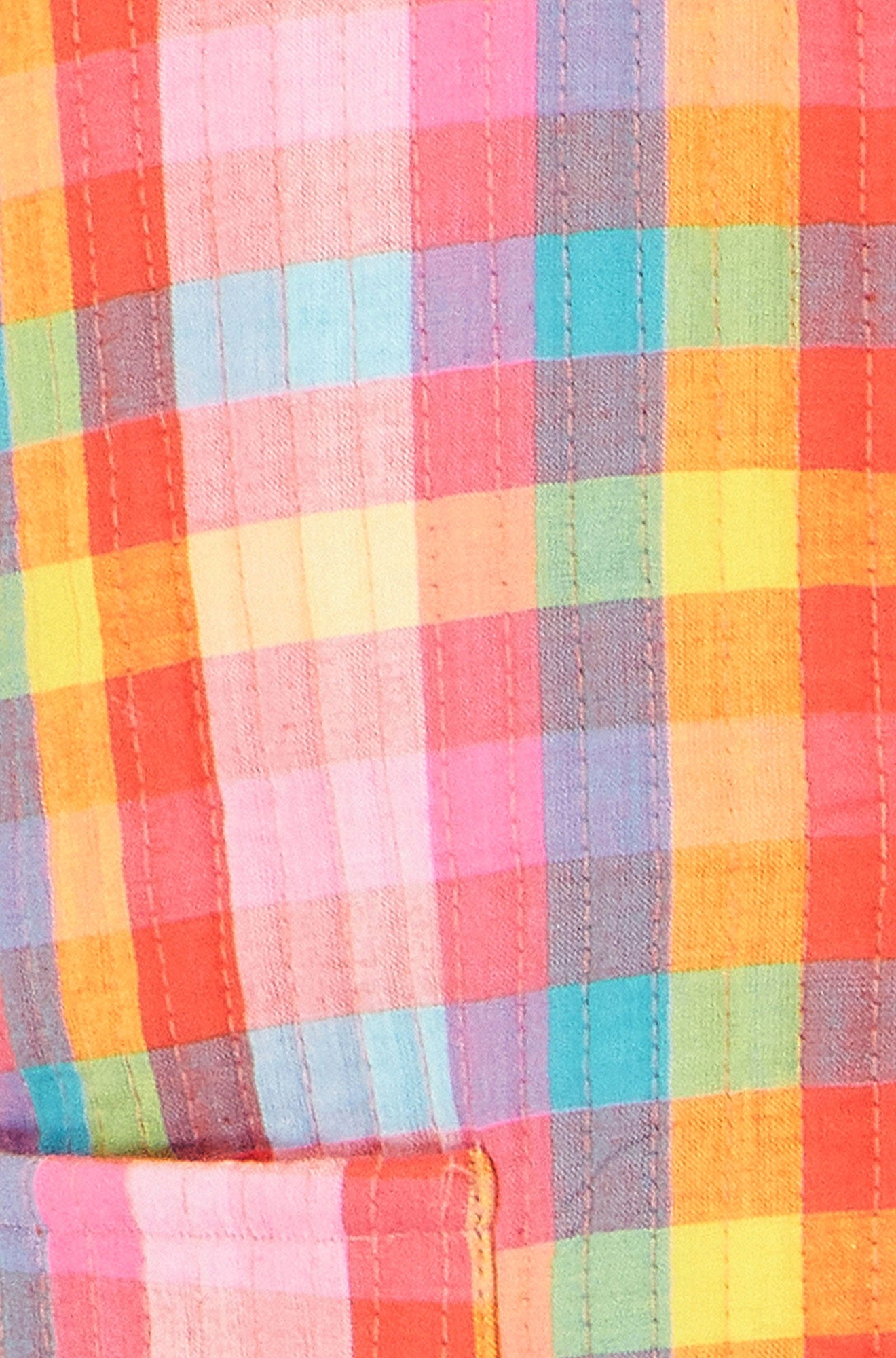 Yumi Multicolour Checked Reversible Cotton Quilted Jacket Outerwear Yumi