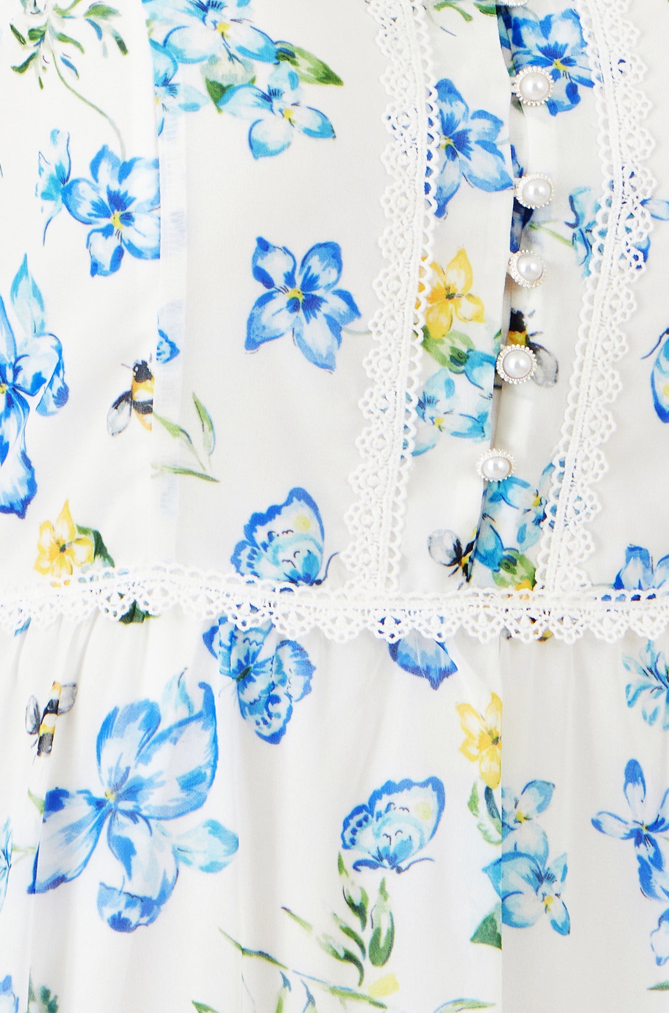 Yumi White Butterfly Print Lace Trim Maxi Dress Beachwear Yumi